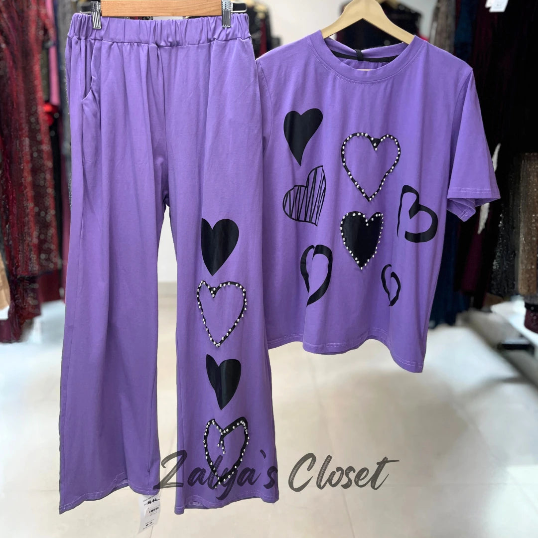 Heart Design Top & Pant Co Ord Set