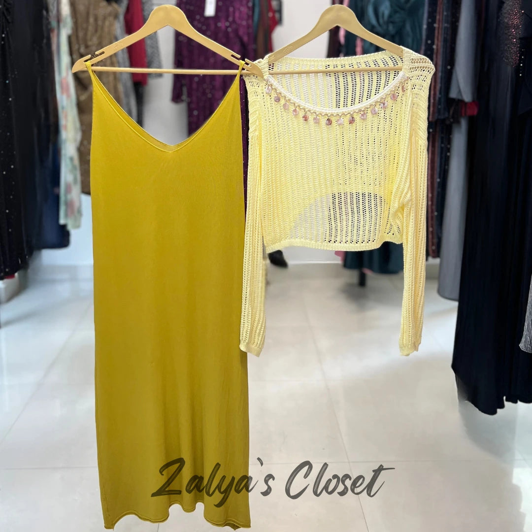 Imported 2pcs Set Crochet Top and Dress