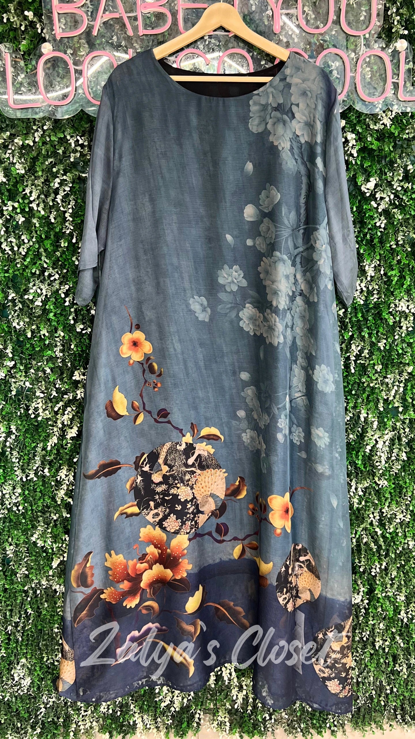 Imported Bottom Printed Plus Size Tunic Dress