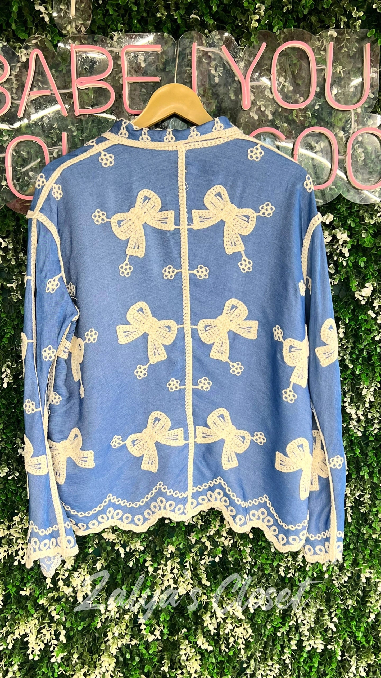 Imported Bow Design Embroidered Shirt