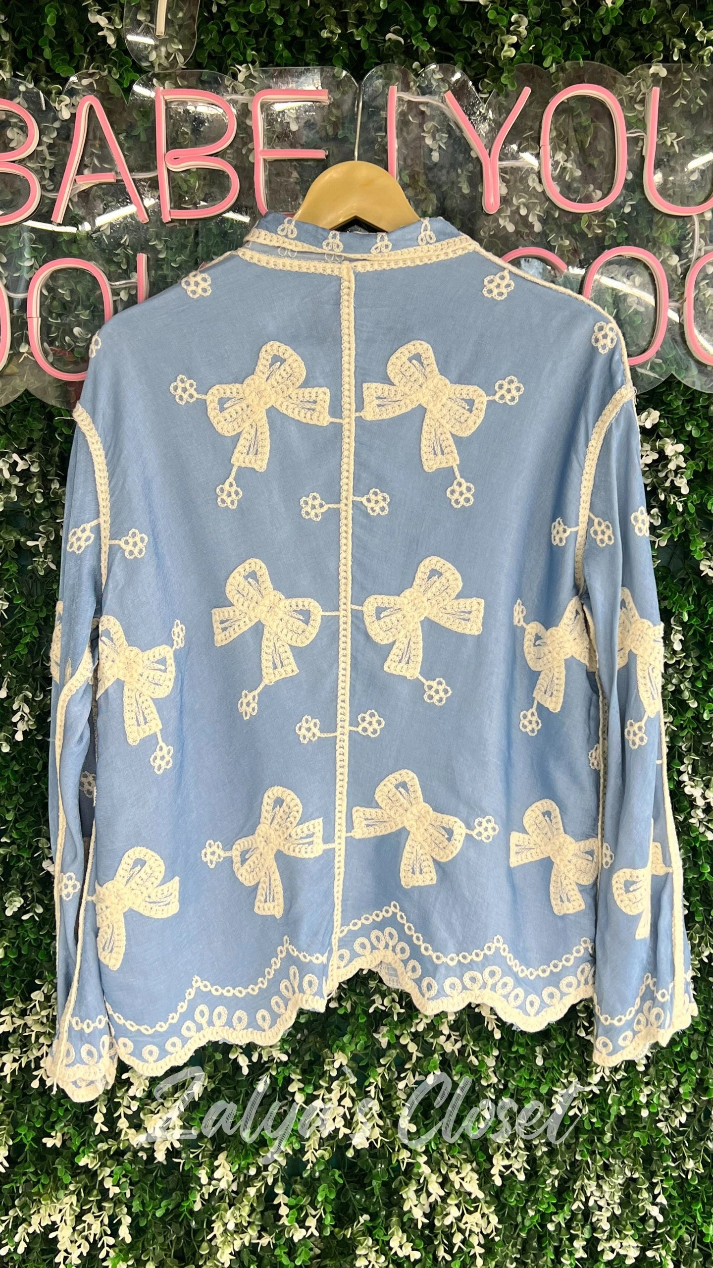 Imported Bow Design Embroidered Shirt