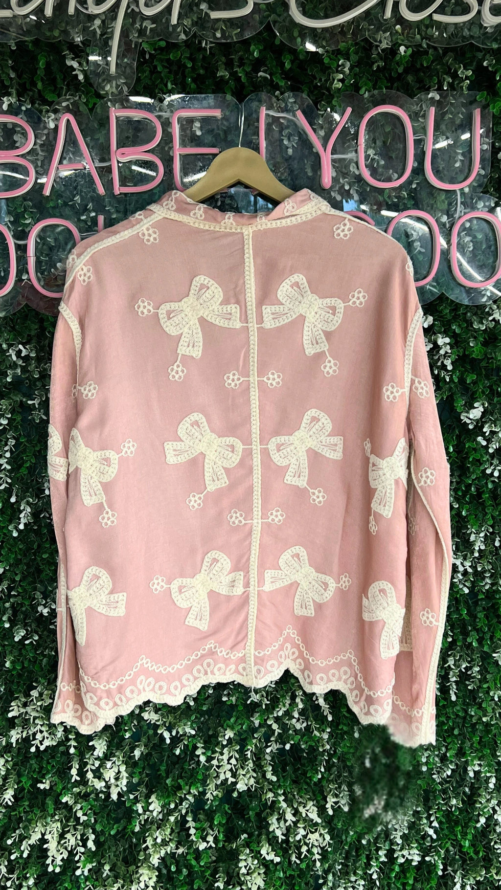 Imported Bow Design Embroidered Shirt