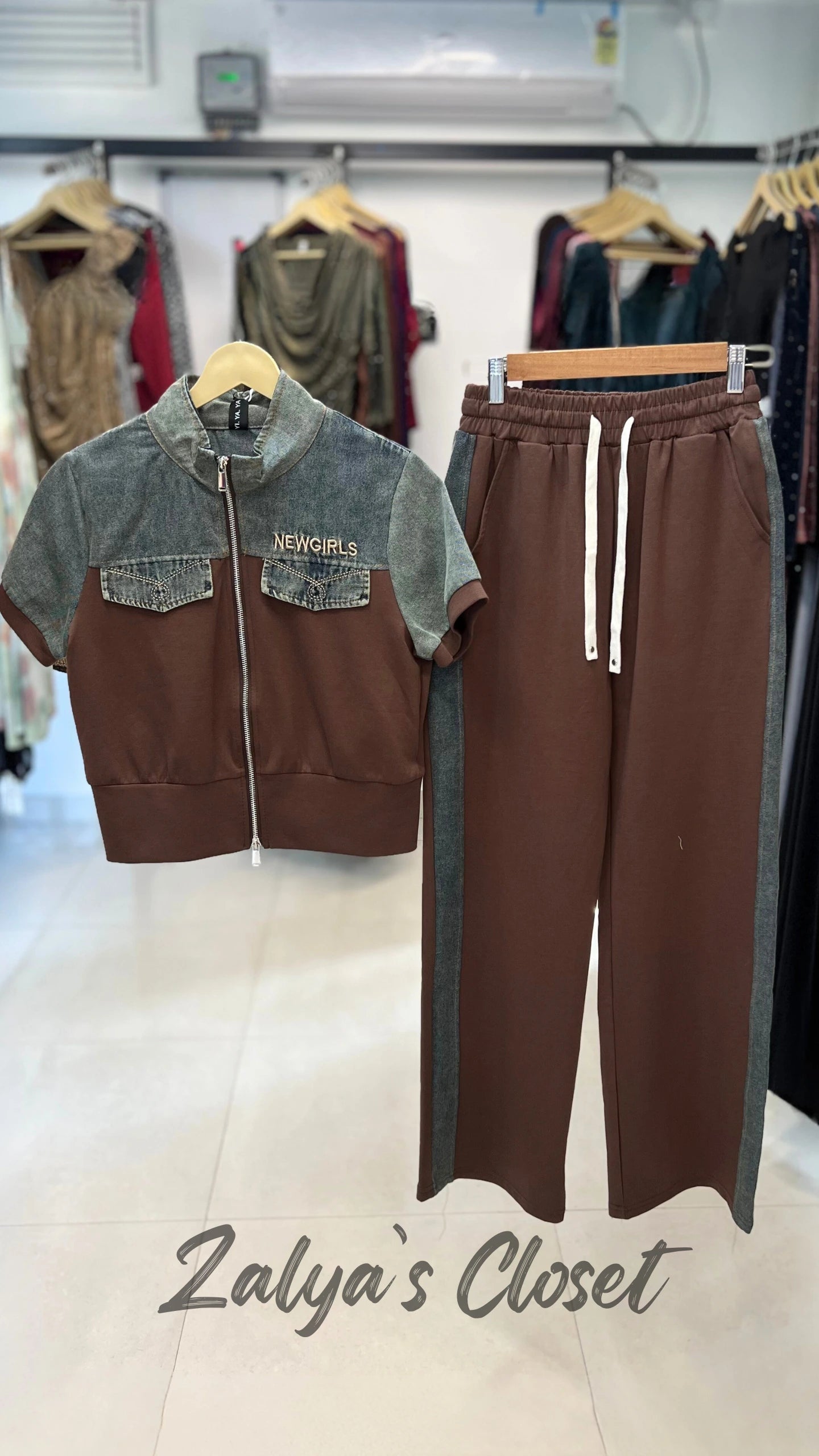 Imported  Denim Co-ord with Zipper