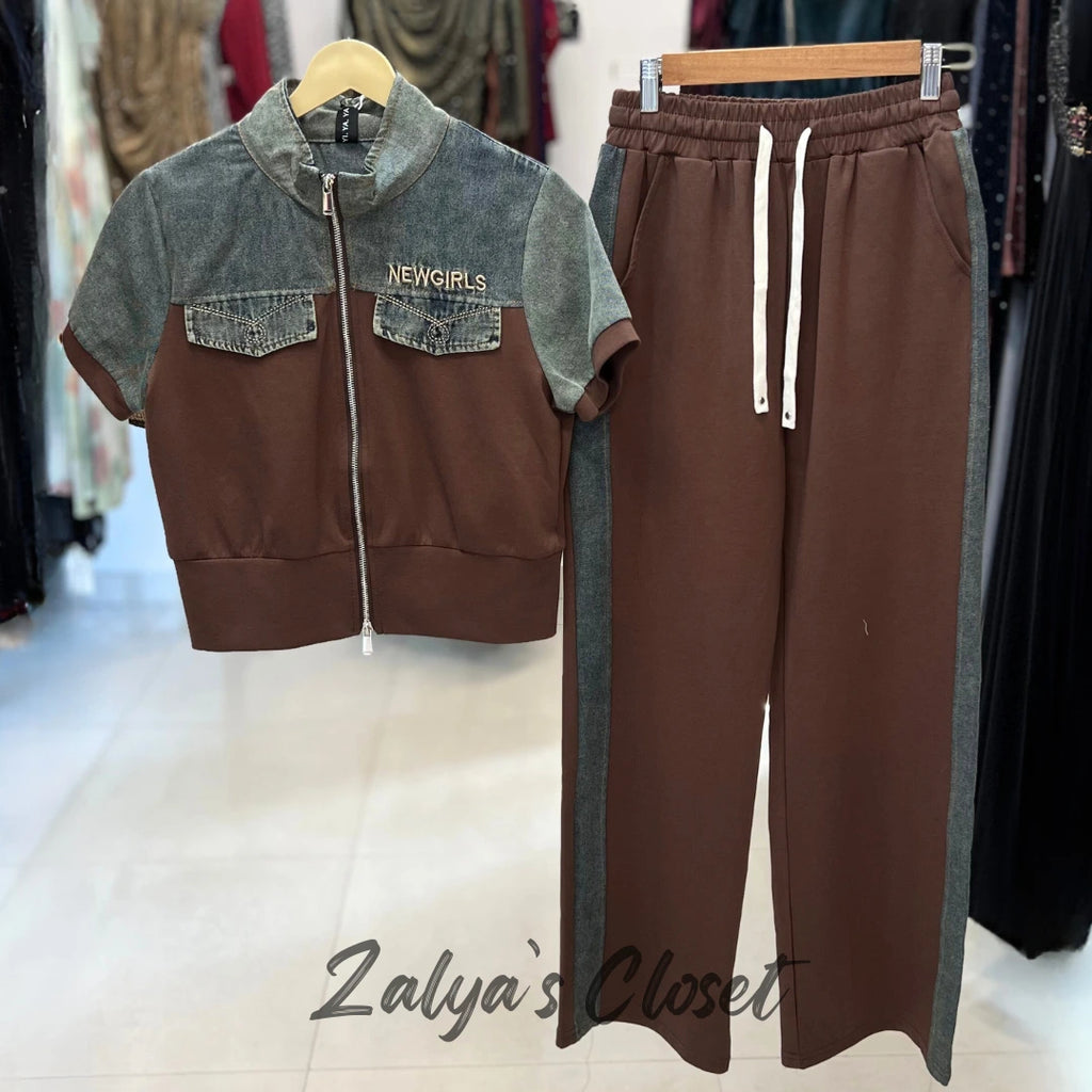 Imported  Denim Co-ord with Zipper