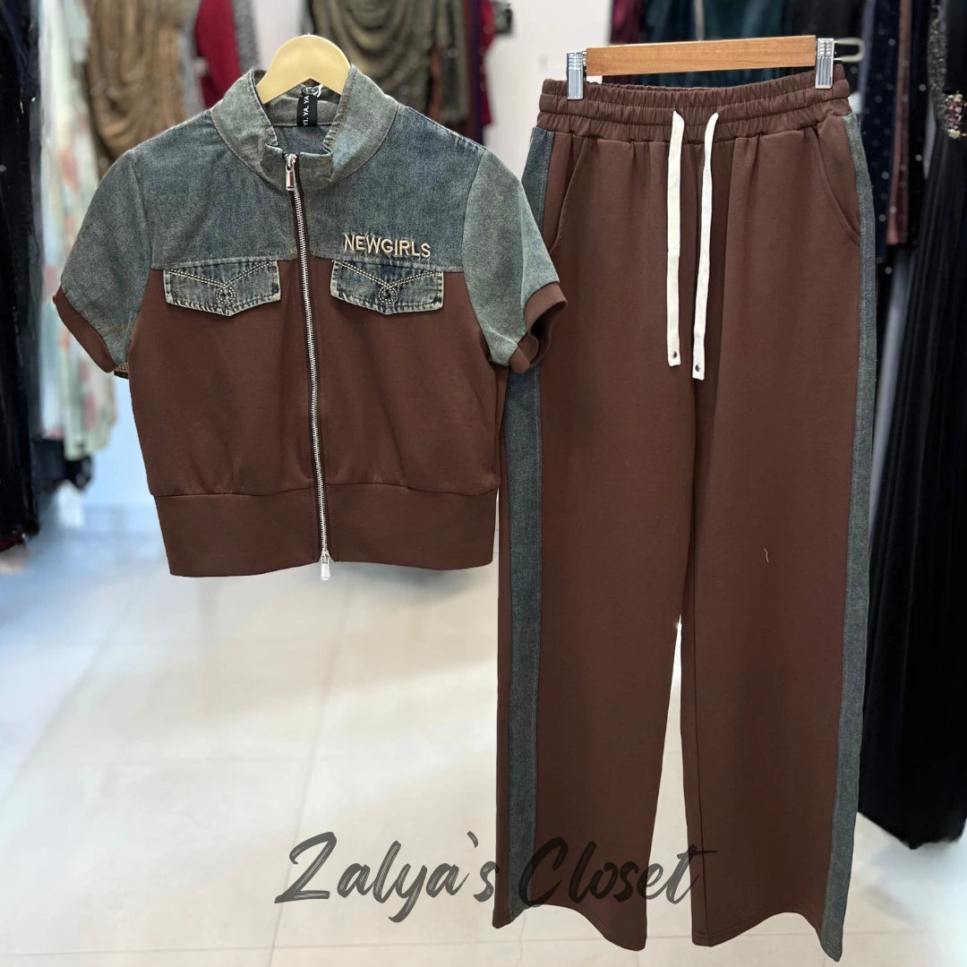 Imported  Denim Co-ord with Zipper