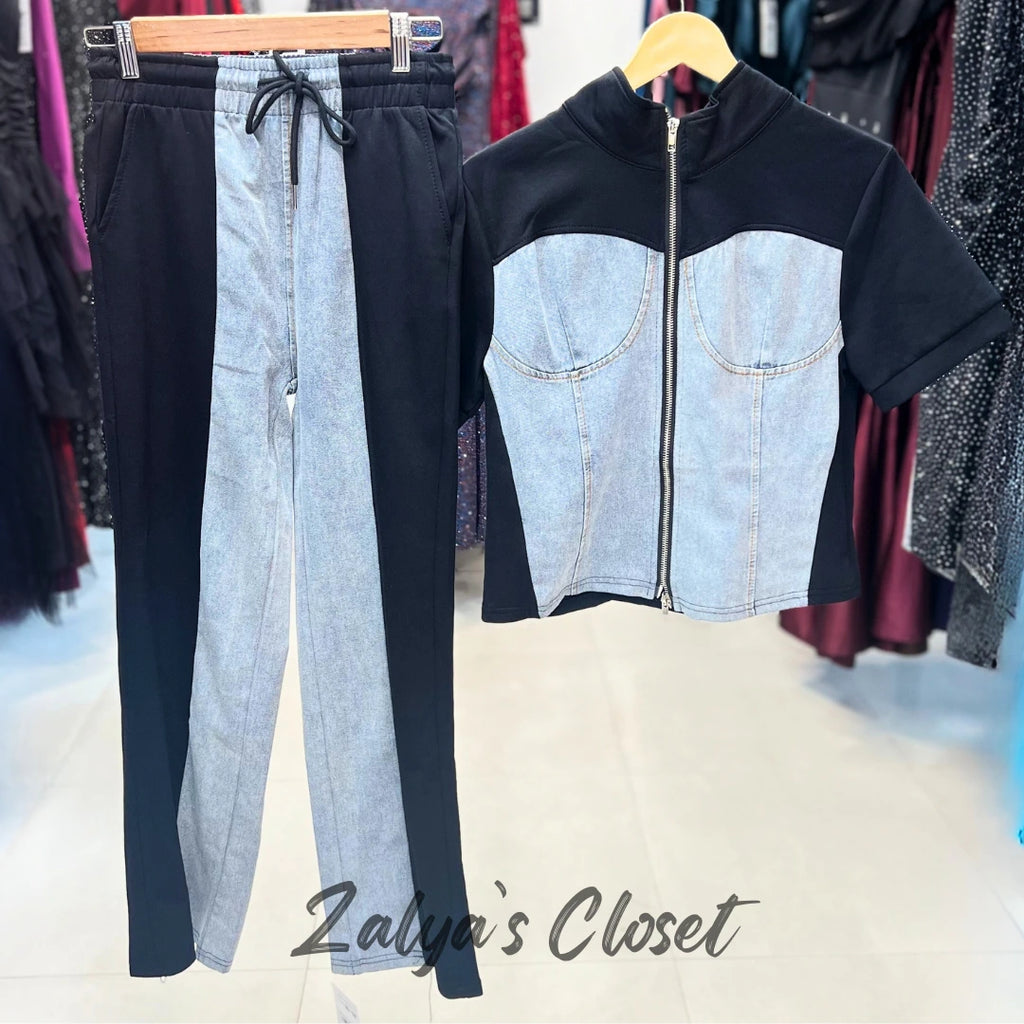 Imported Denim Co-ord with Zipper Top and Pant