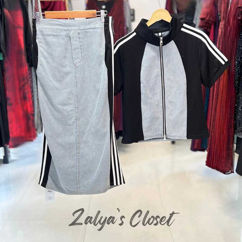 Imported Denim Skirt & Top Co Ord Set