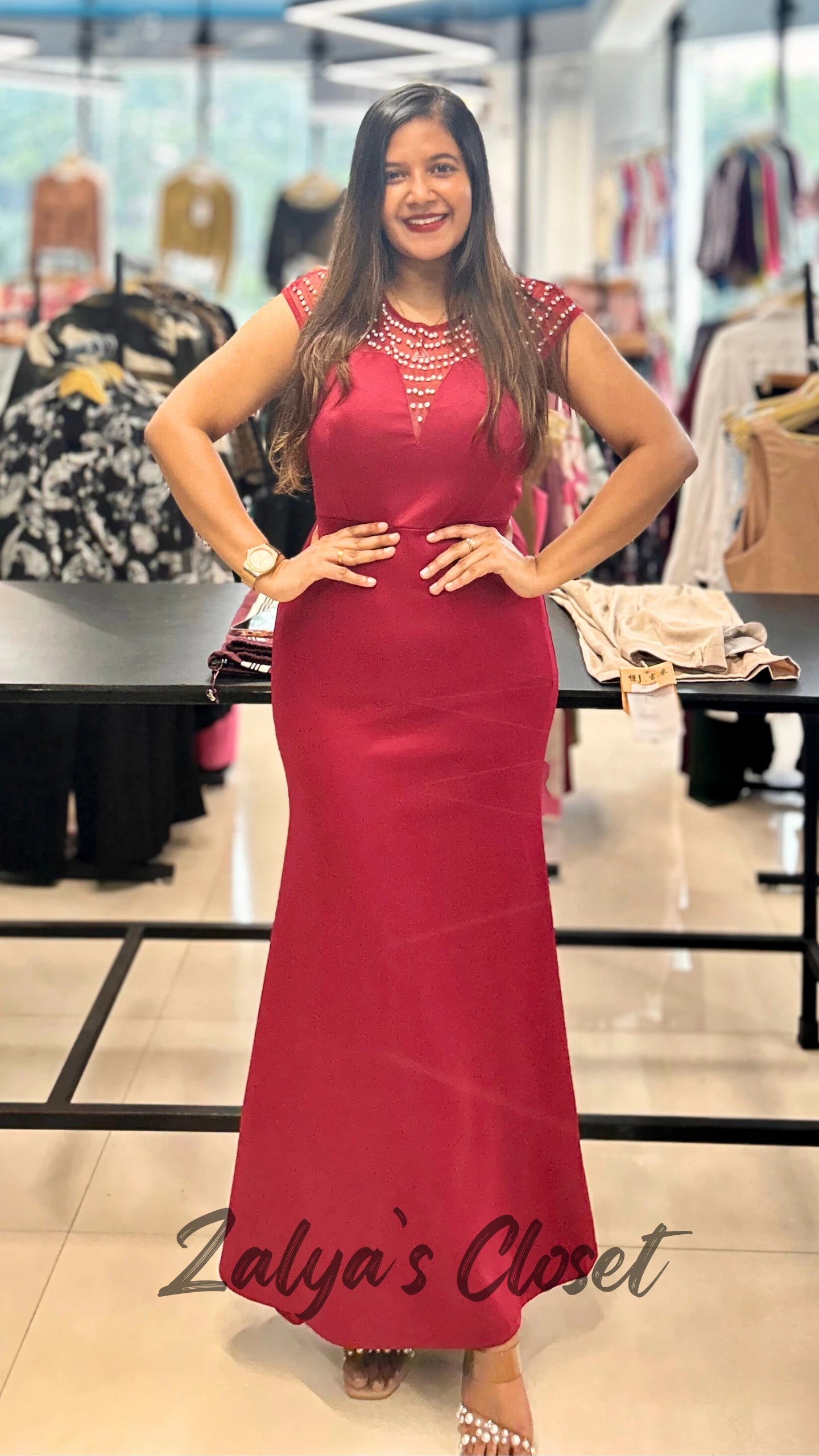 Imported Fish Cut Party Wear With Stone Work On Neckline