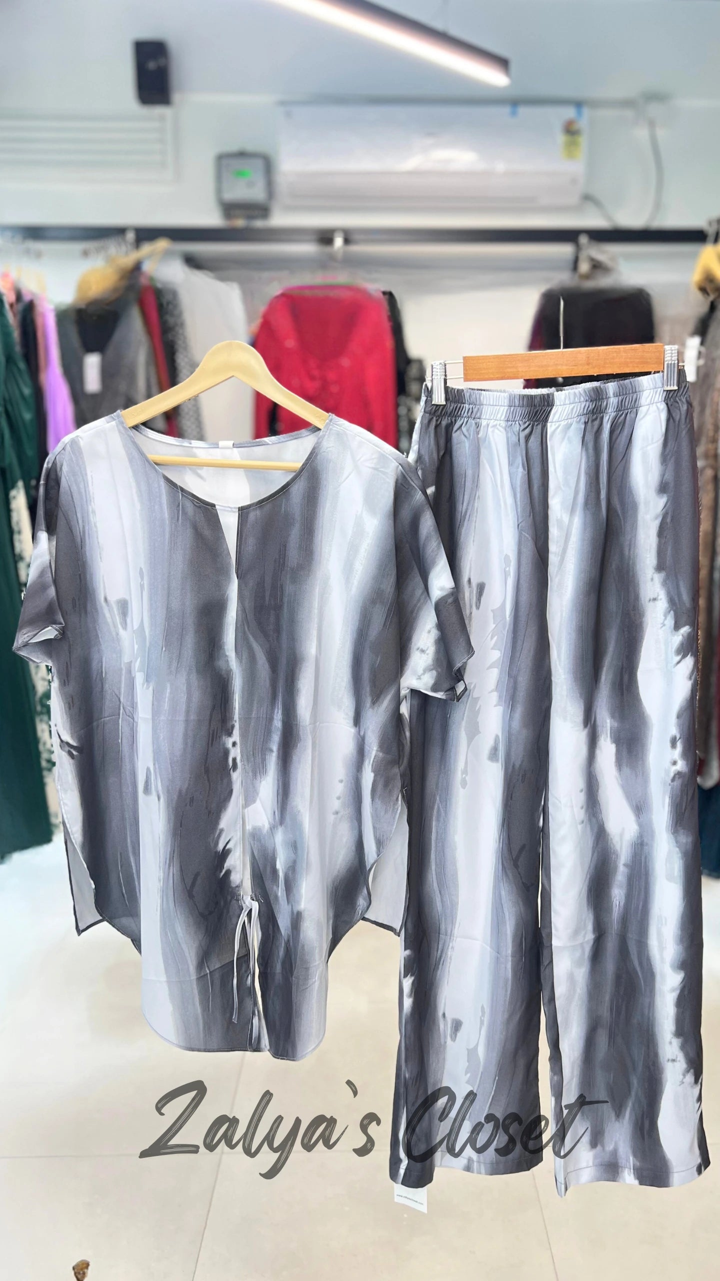 Imported Front Slit Marble Printed Co Ord Set