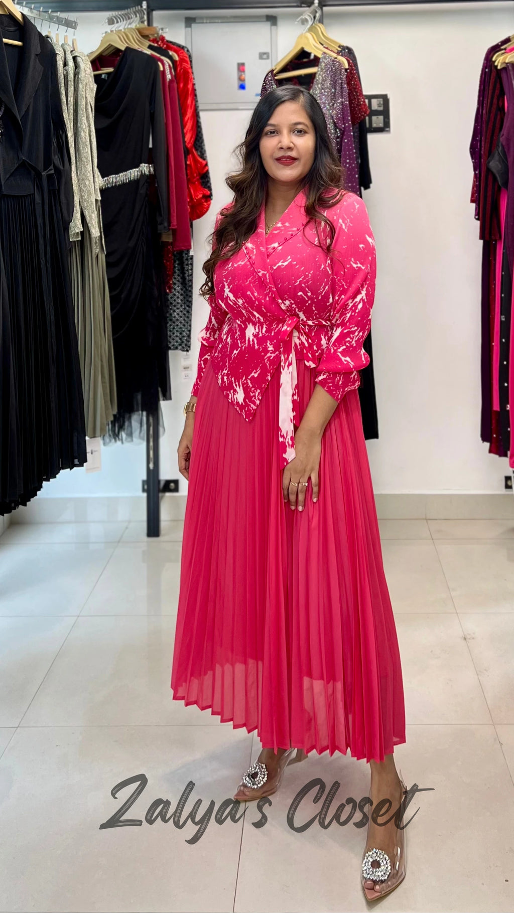 Imported Half Printed & Half Solid Magic Dress