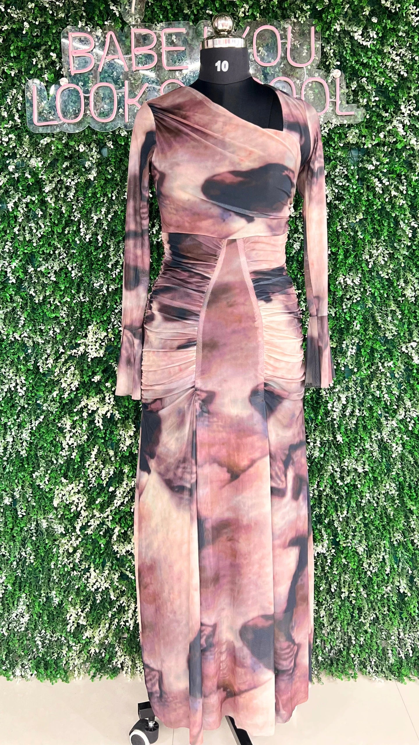 Imported High Neck Printed Bodycon Dress