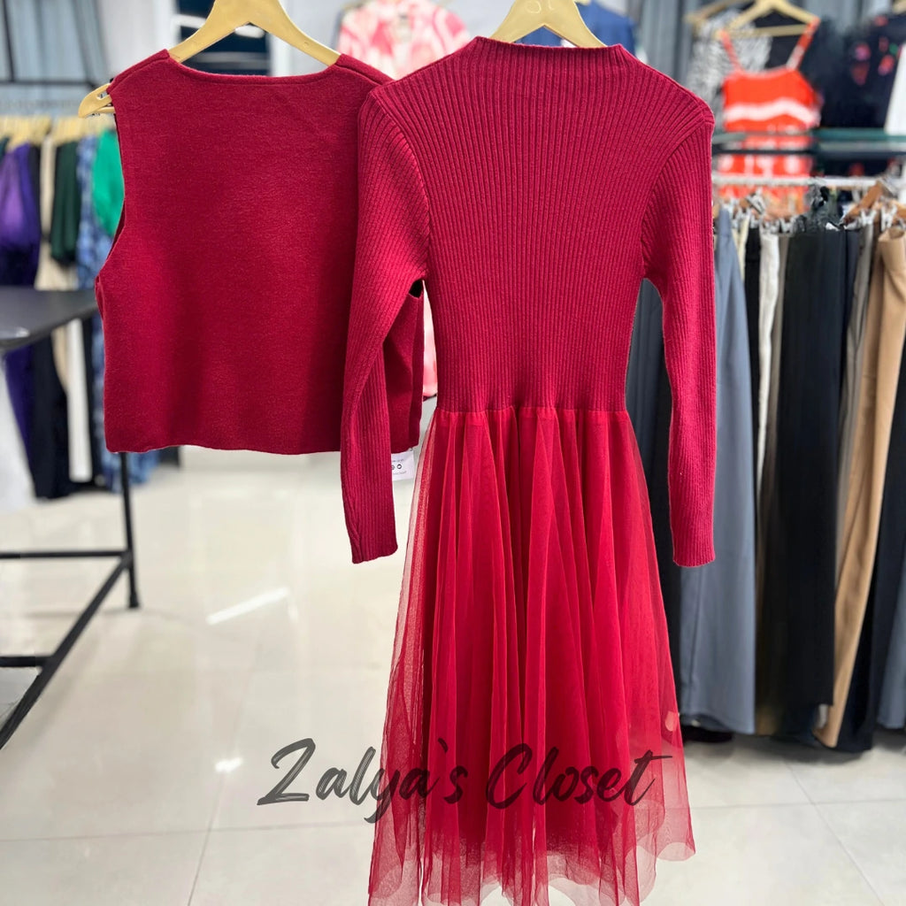 Imported Knitted Vest Soft Net Dress