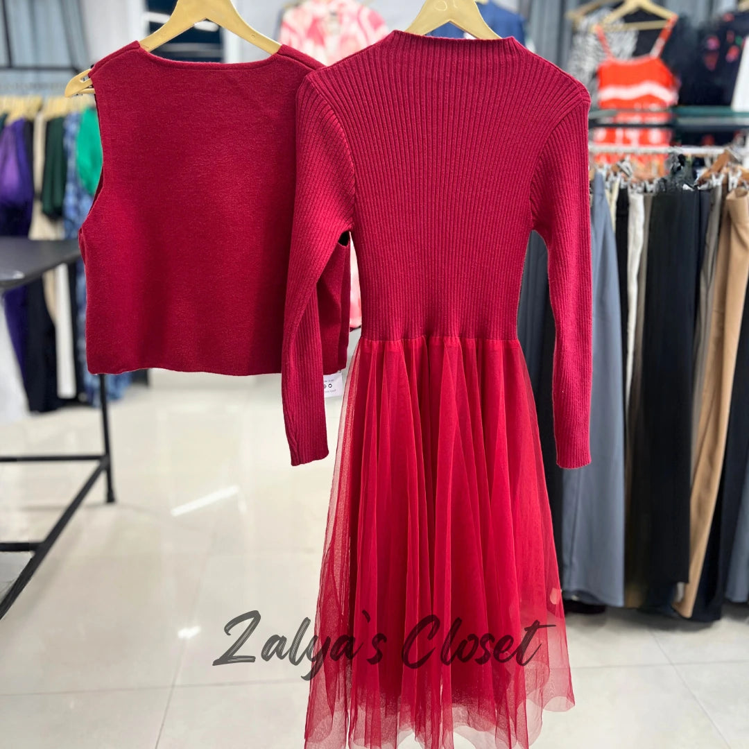 Imported Knitted Vest Soft Net Dress