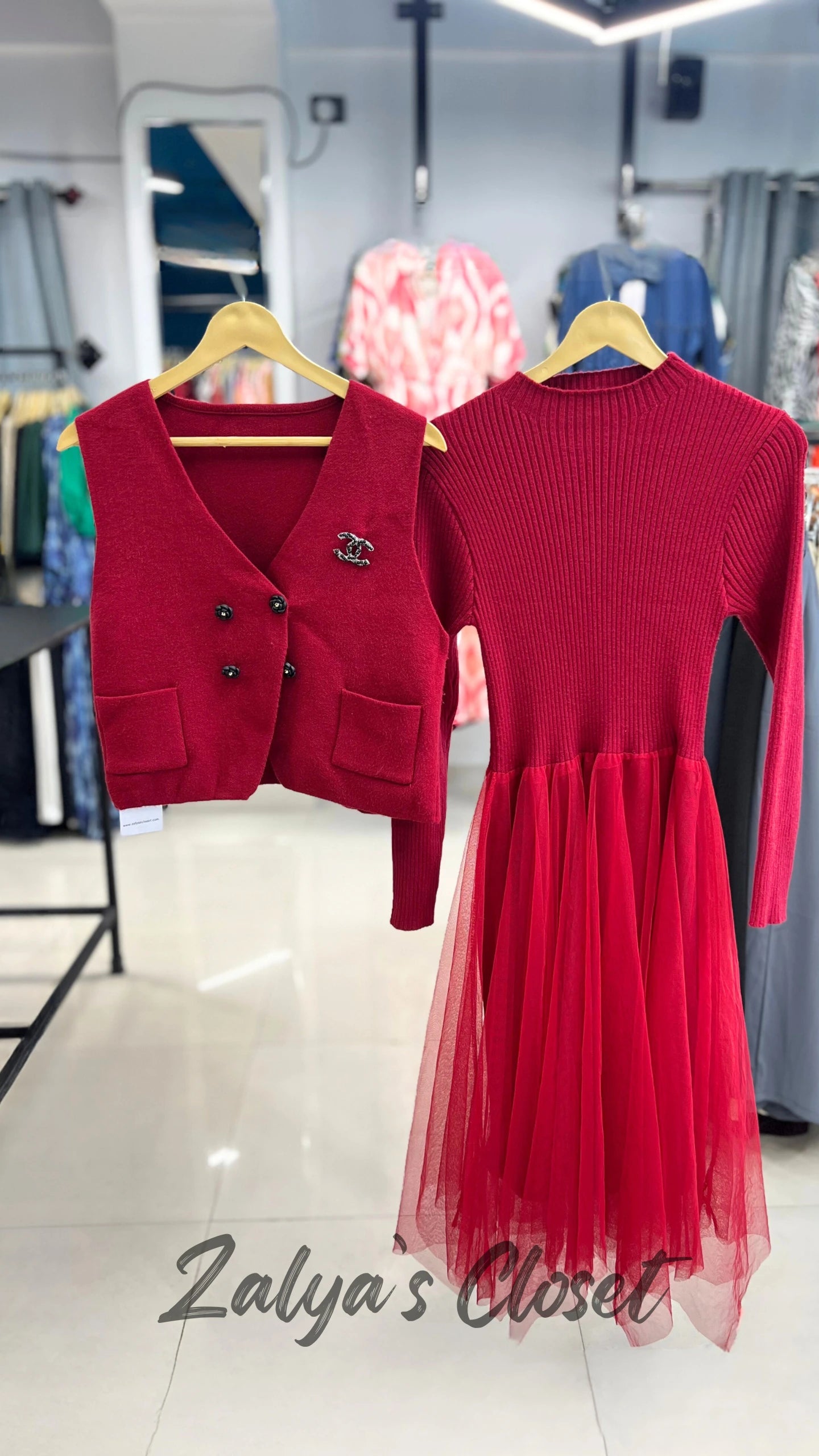 Imported Knitted Vest Soft Net Dress