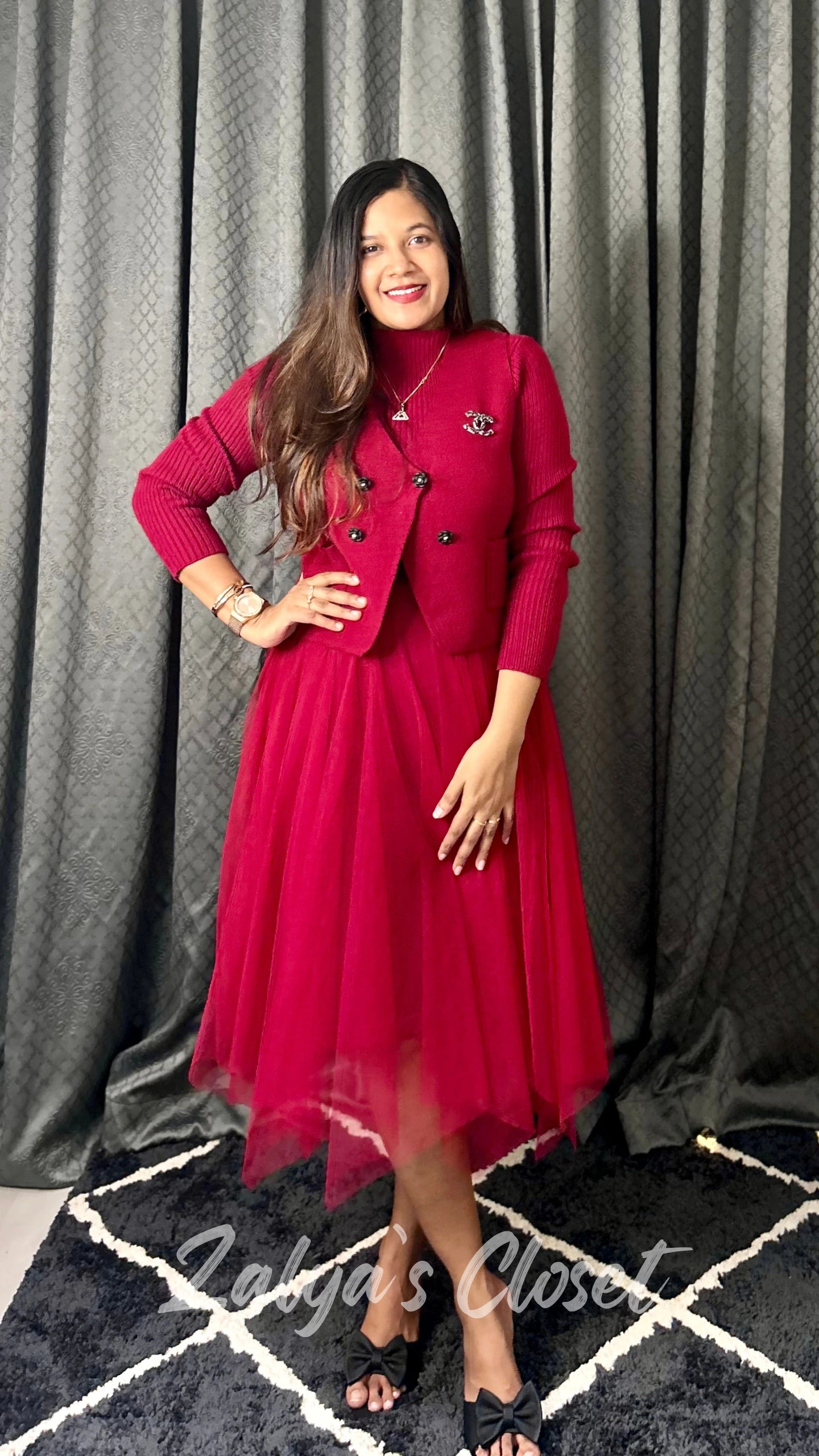 Imported Knitted Vest Soft Net Dress