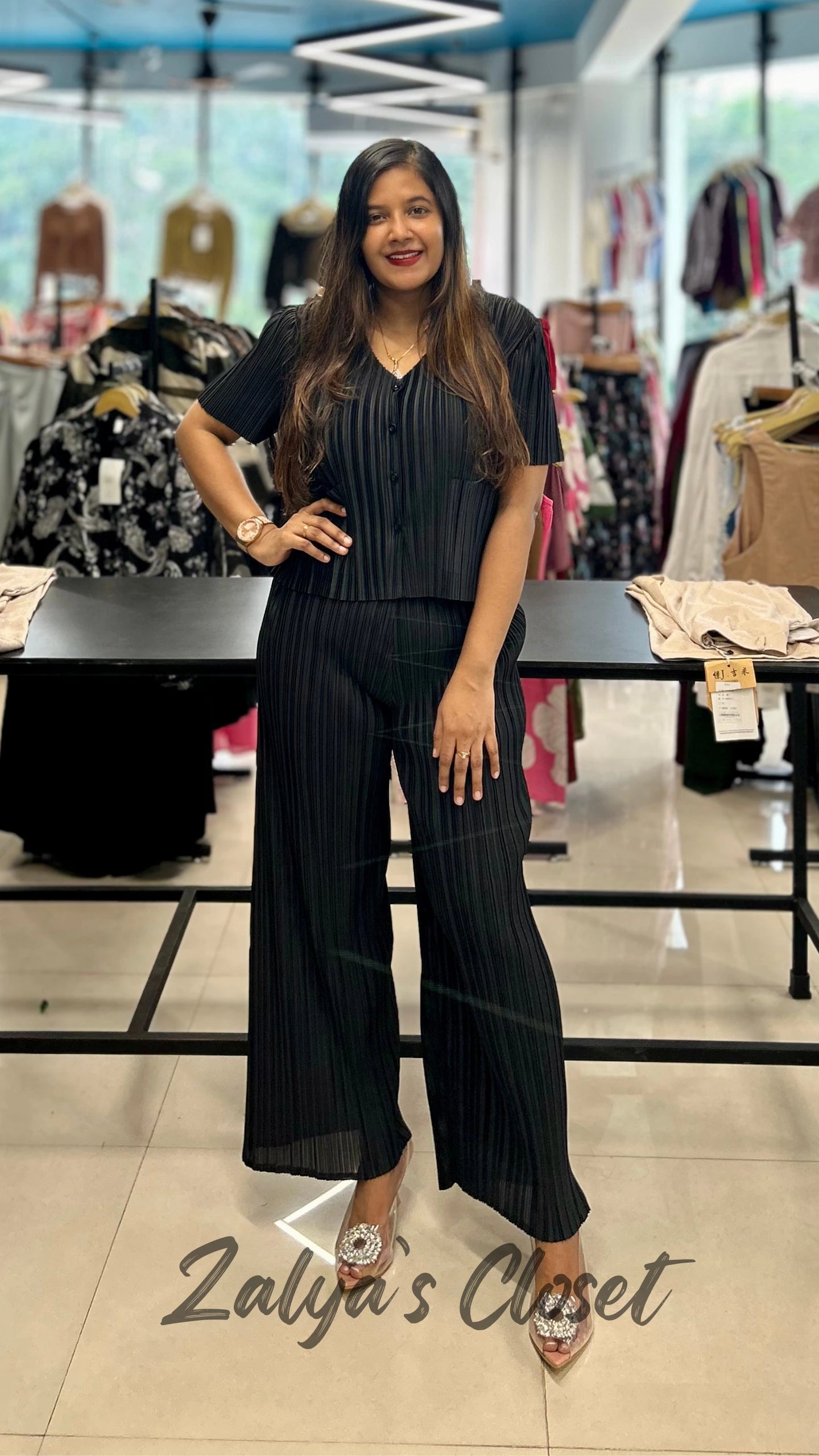 Imported Pleated Solid Co-ord Set