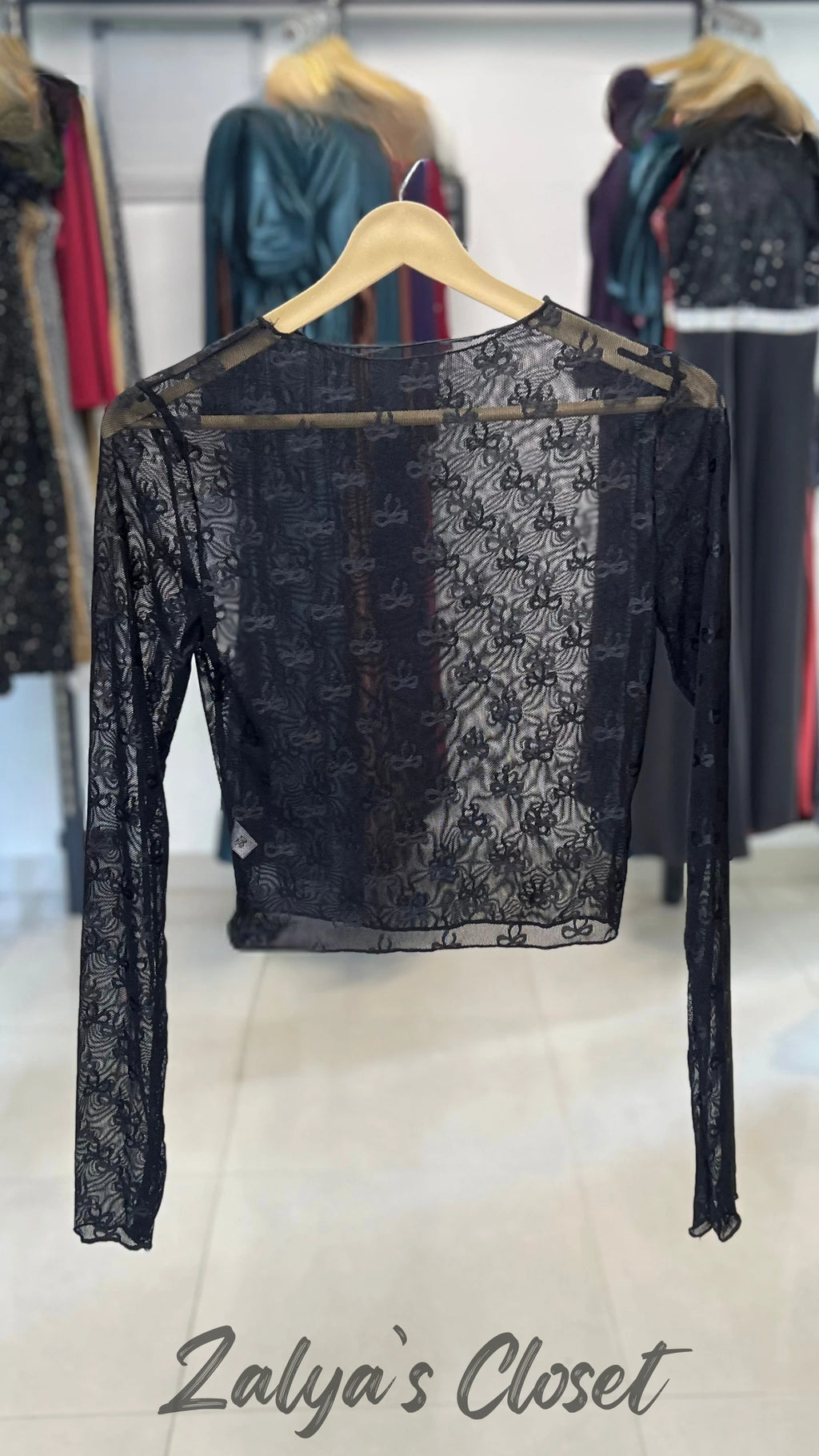 Imported See Through Full Sleeves Black/white Top