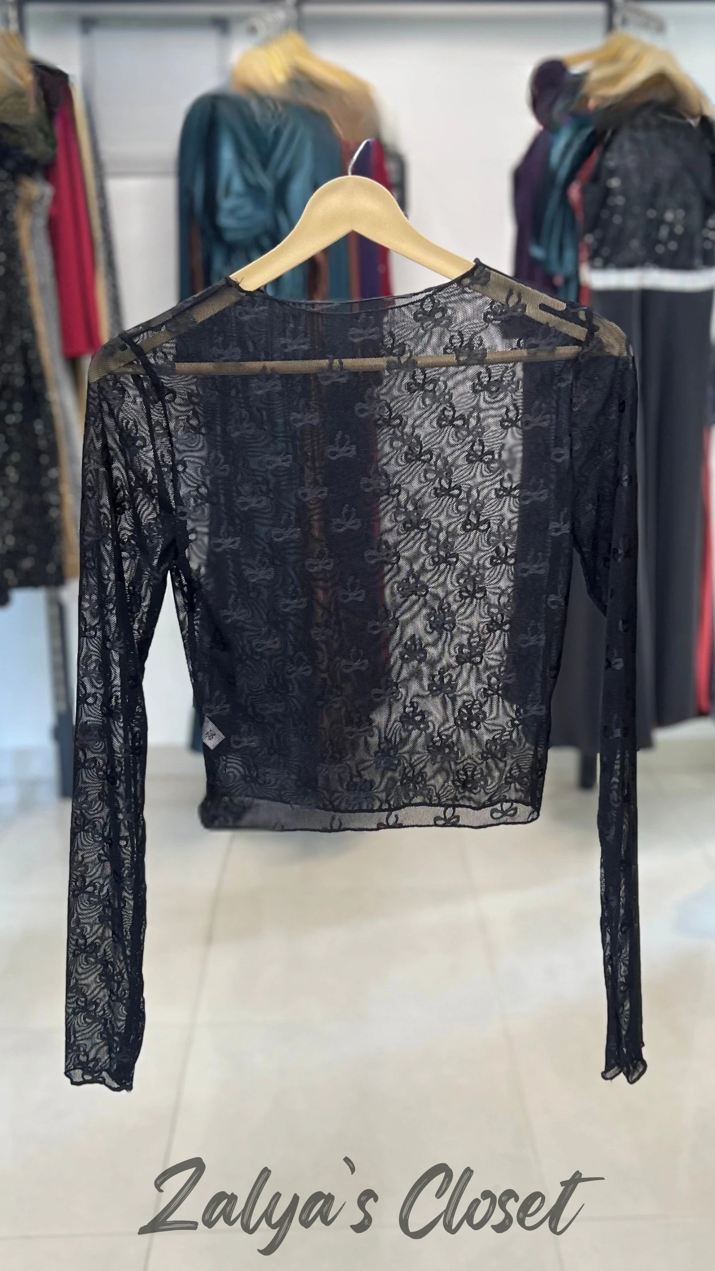 Imported See Through Full Sleeves Black/white Top