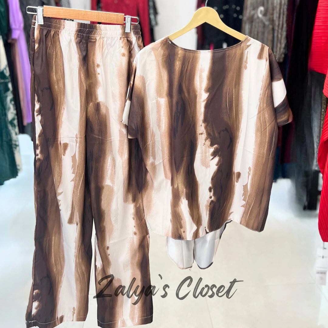 Imported Front Slit Marble Printed Co Ord Set