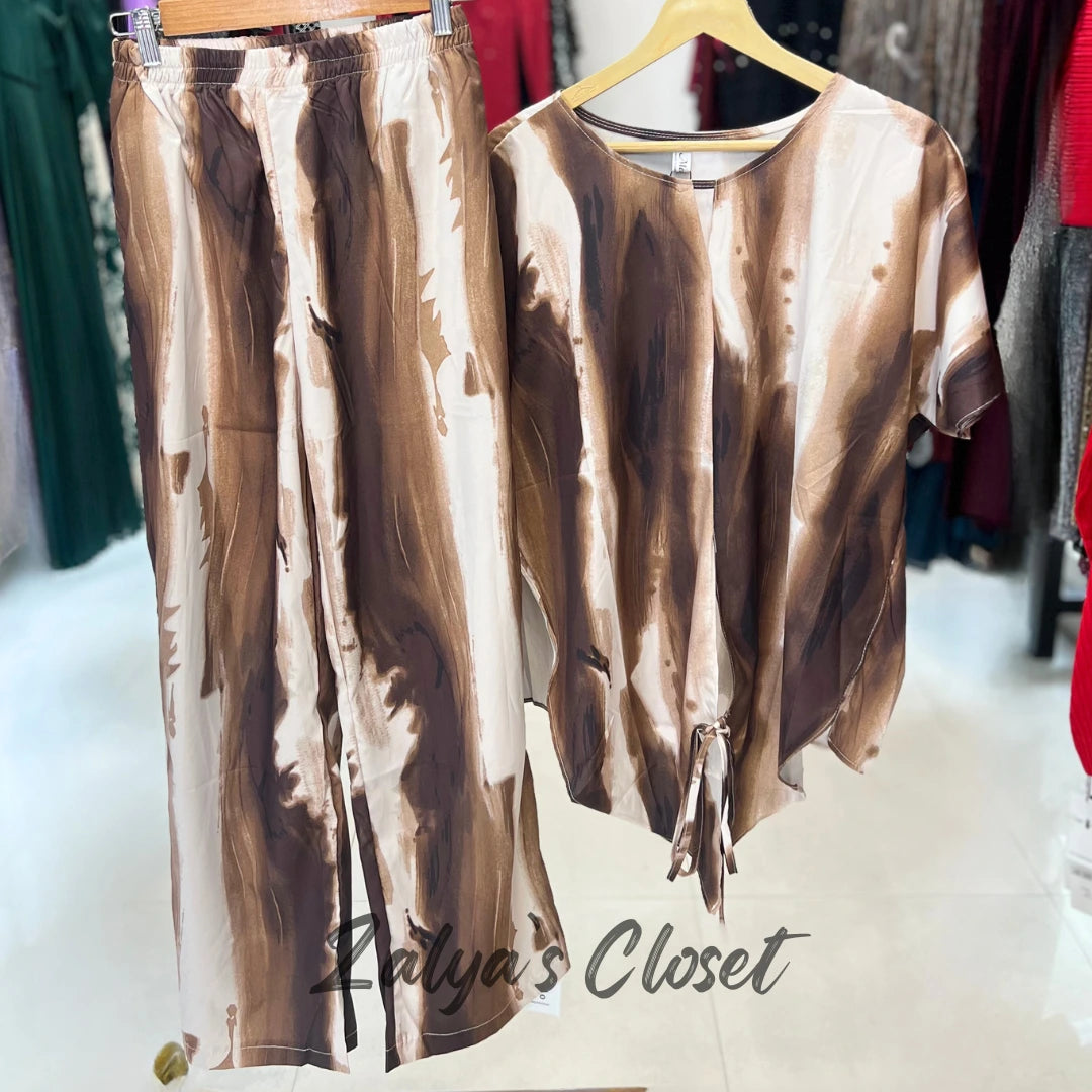 Imported Front Slit Marble Printed Co Ord Set