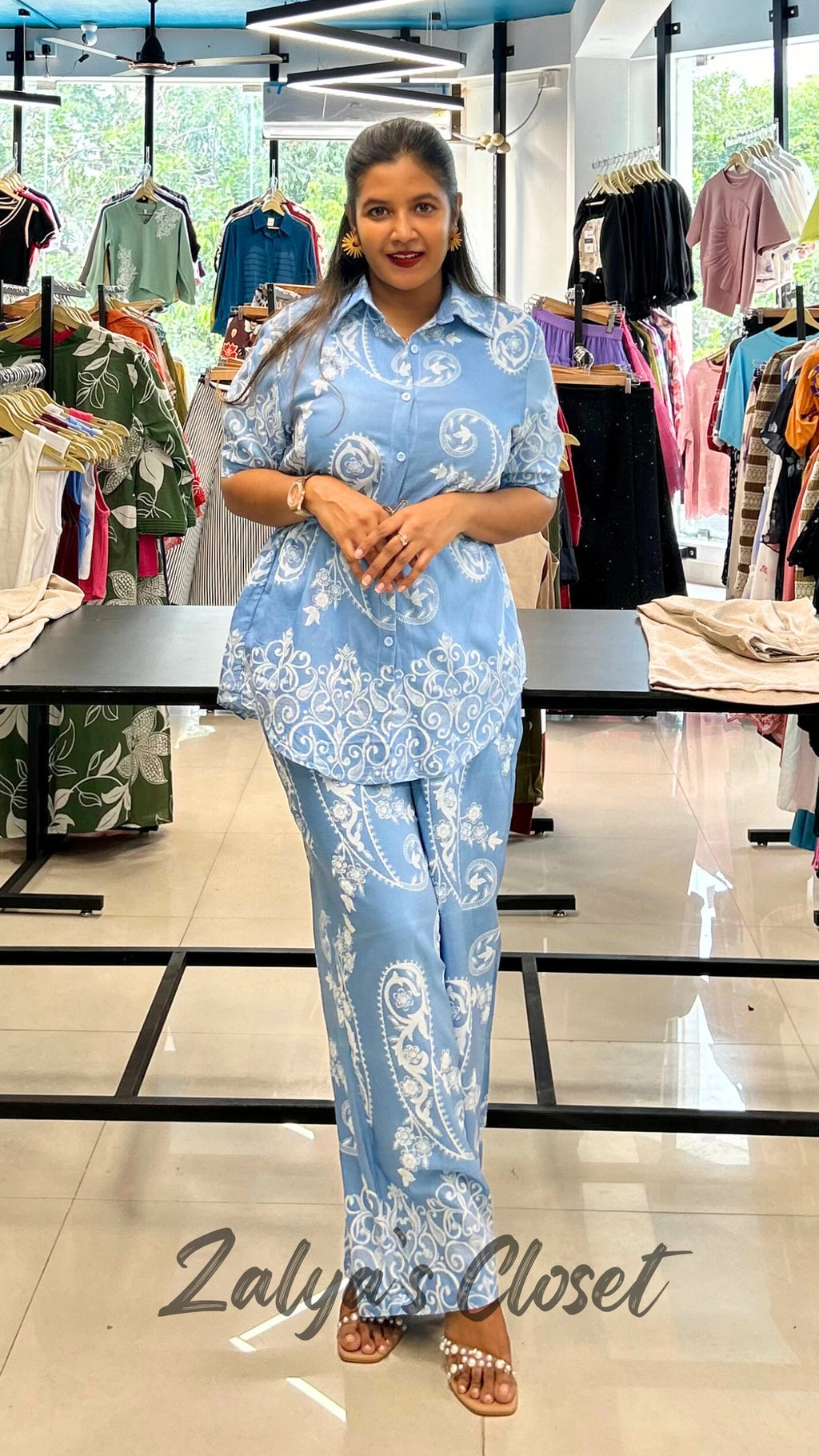 Imported Printed Co-ord Set With Belt