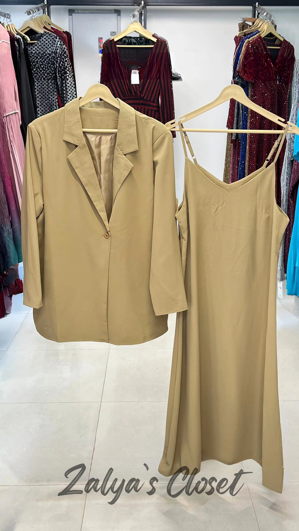 Imported Blazer and Slip Dress Set