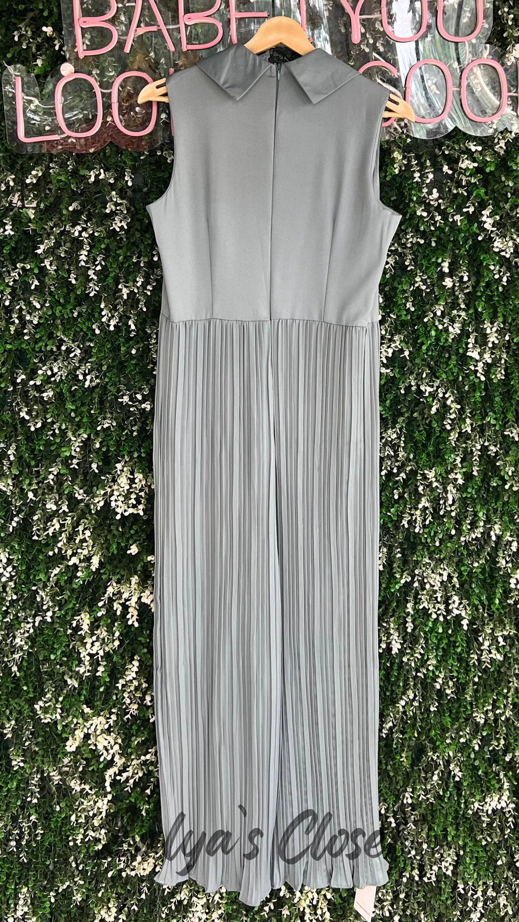 Imported pleated  jumpsuit with belt