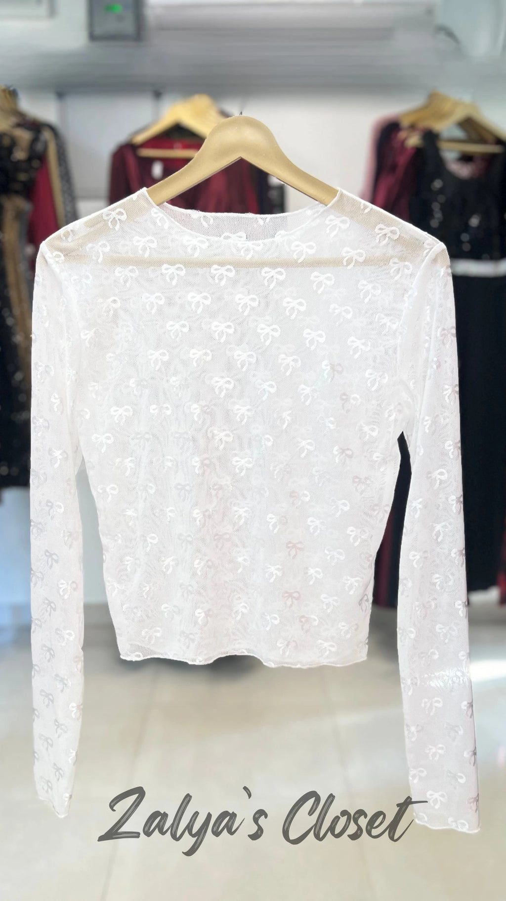 Imported See Through Full Sleeves Black/white Top