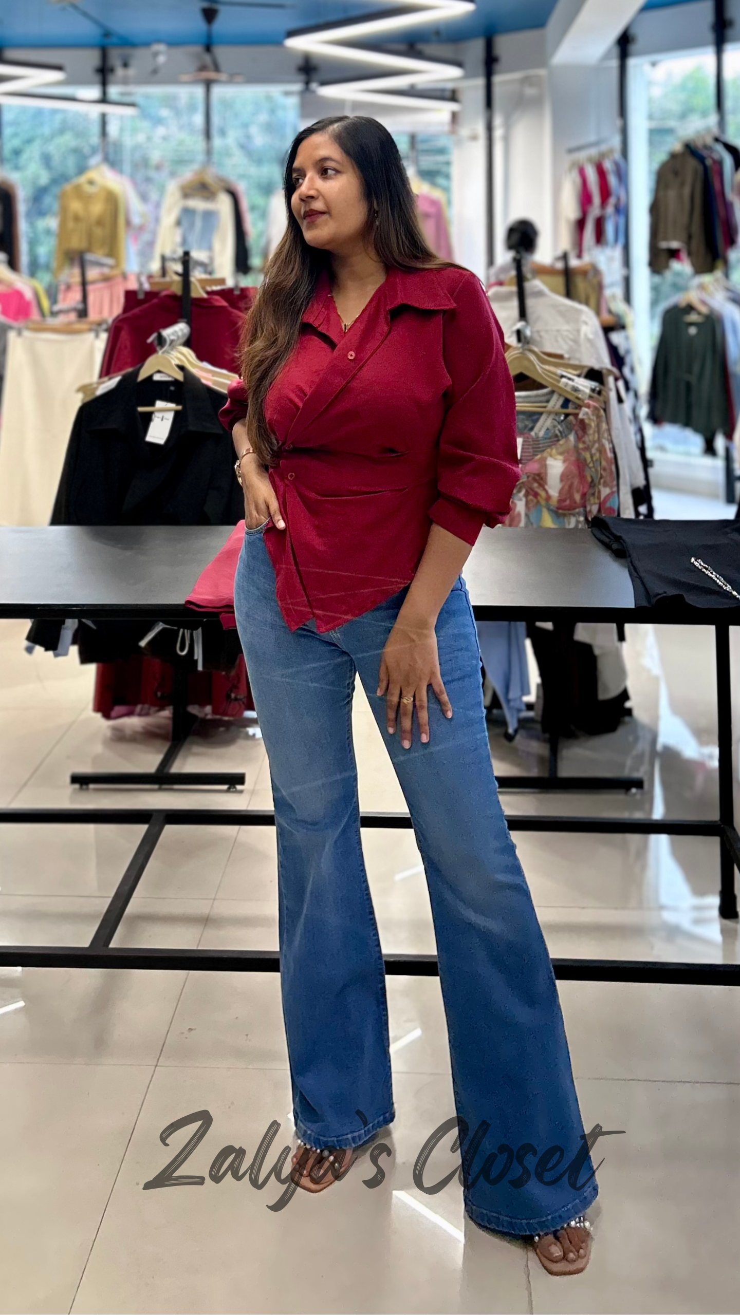 Imported solid Asymmetric Shirts