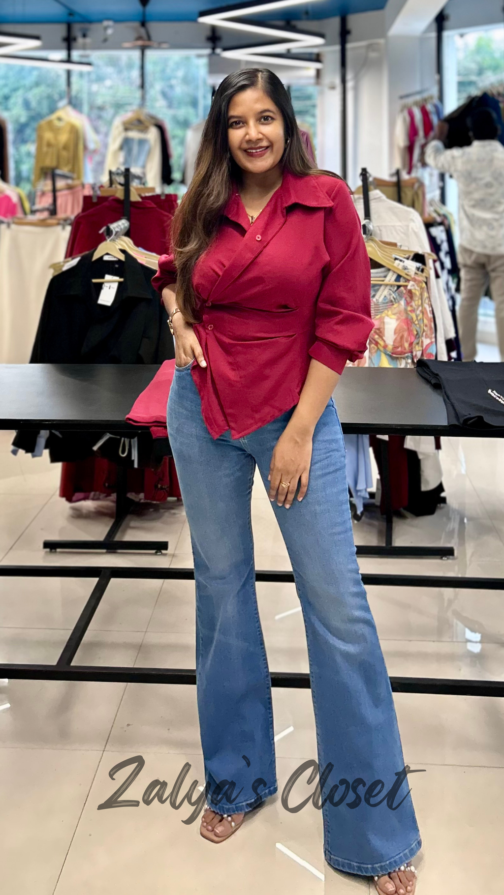 Imported solid Asymmetric Shirts