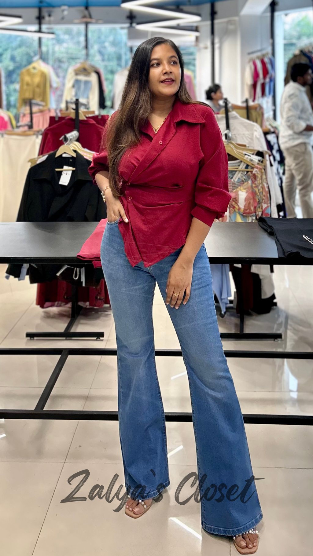 Imported solid Asymmetric Shirts