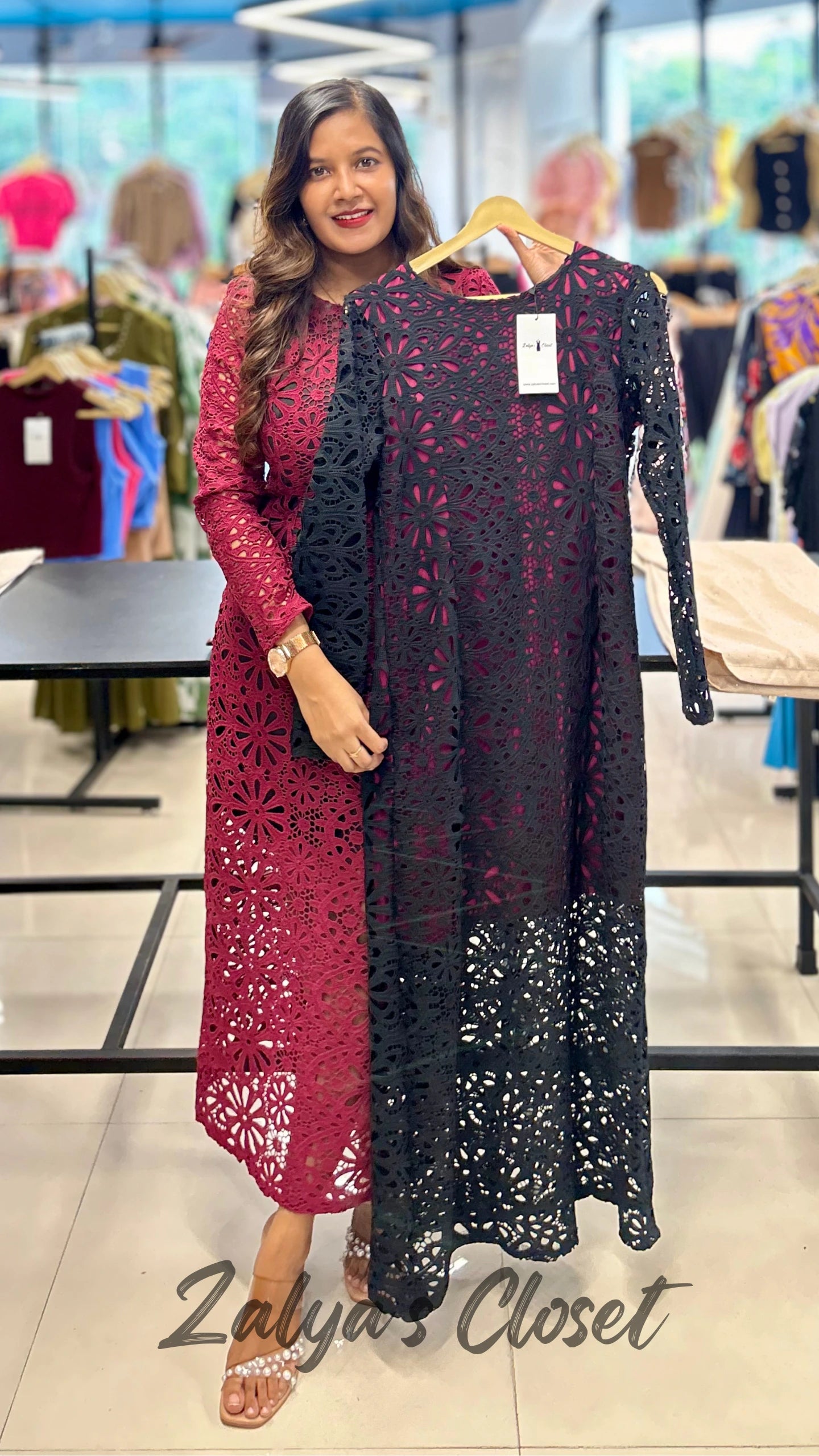 Lace Dress with Contract Lining