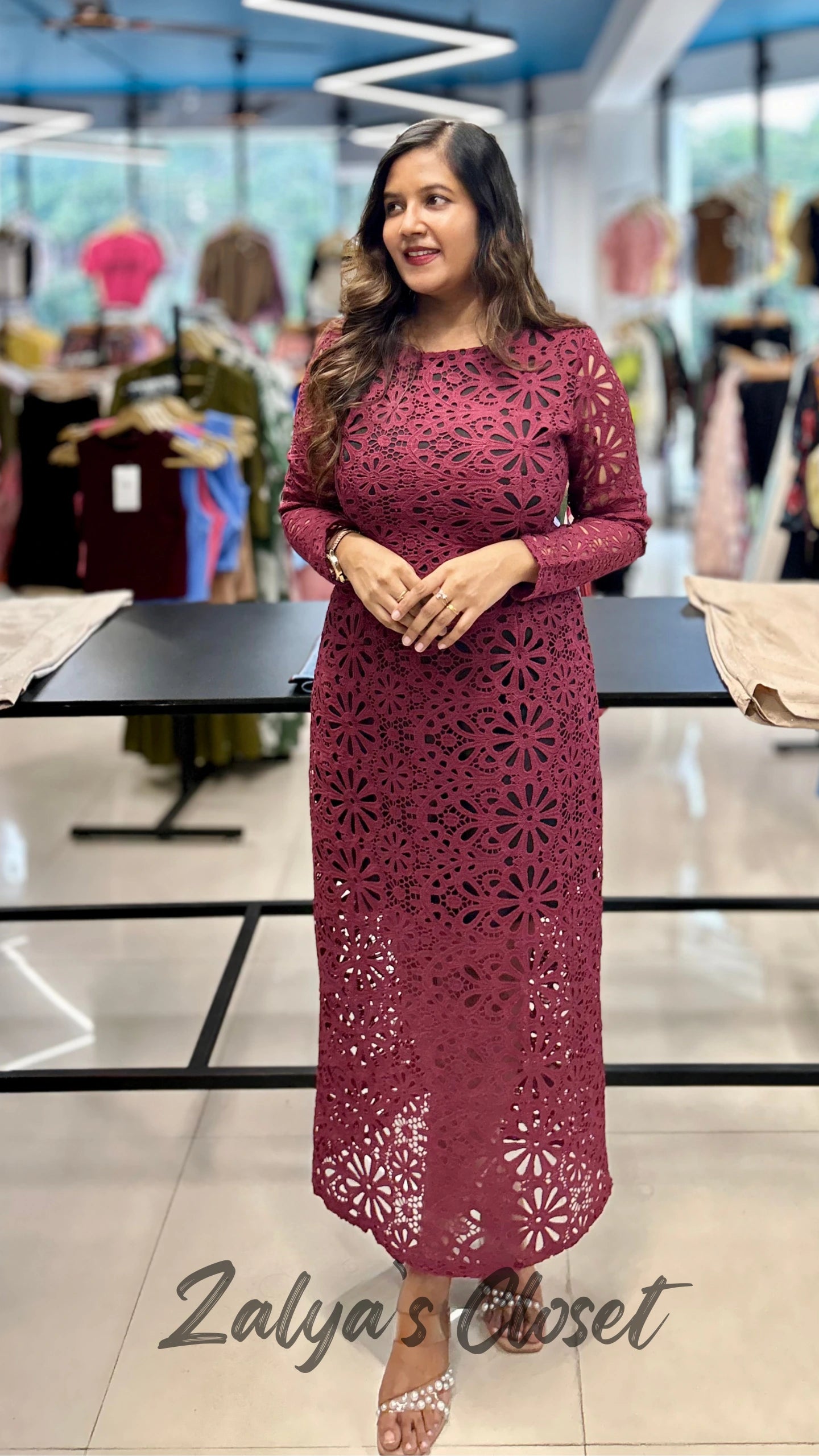 Lace Dress with Contract Lining