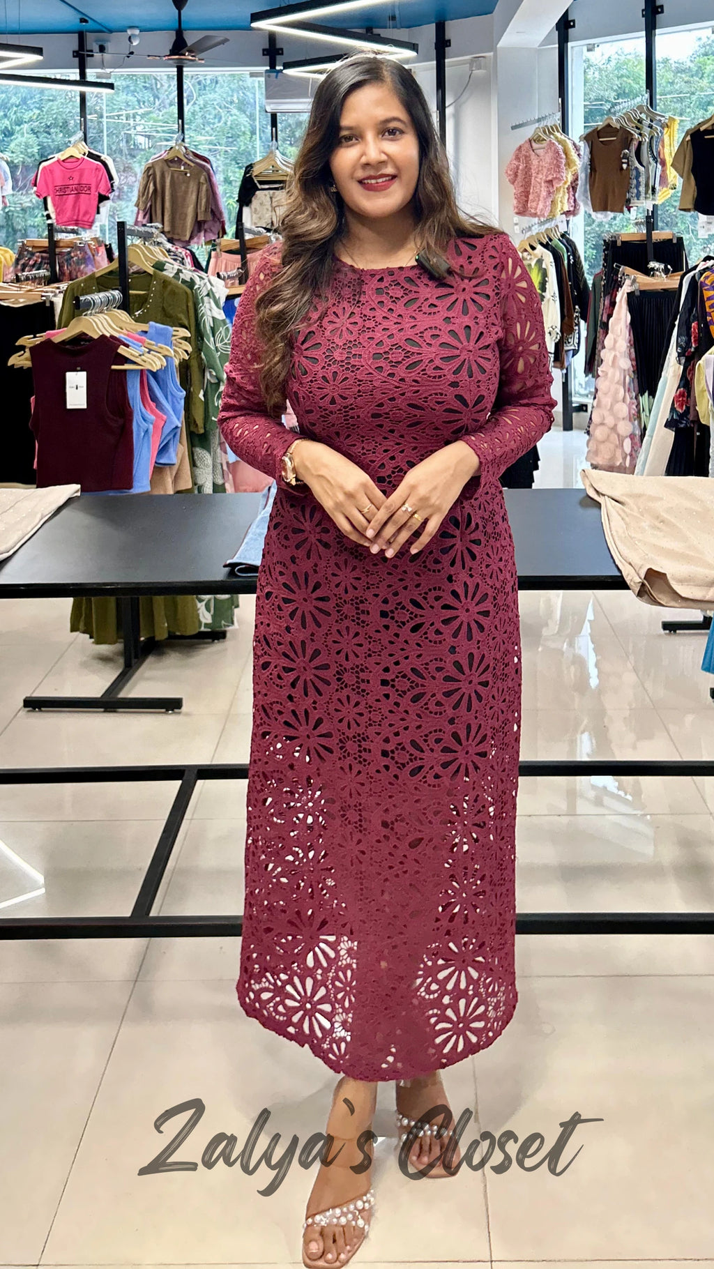 Lace Dress with Contract Lining