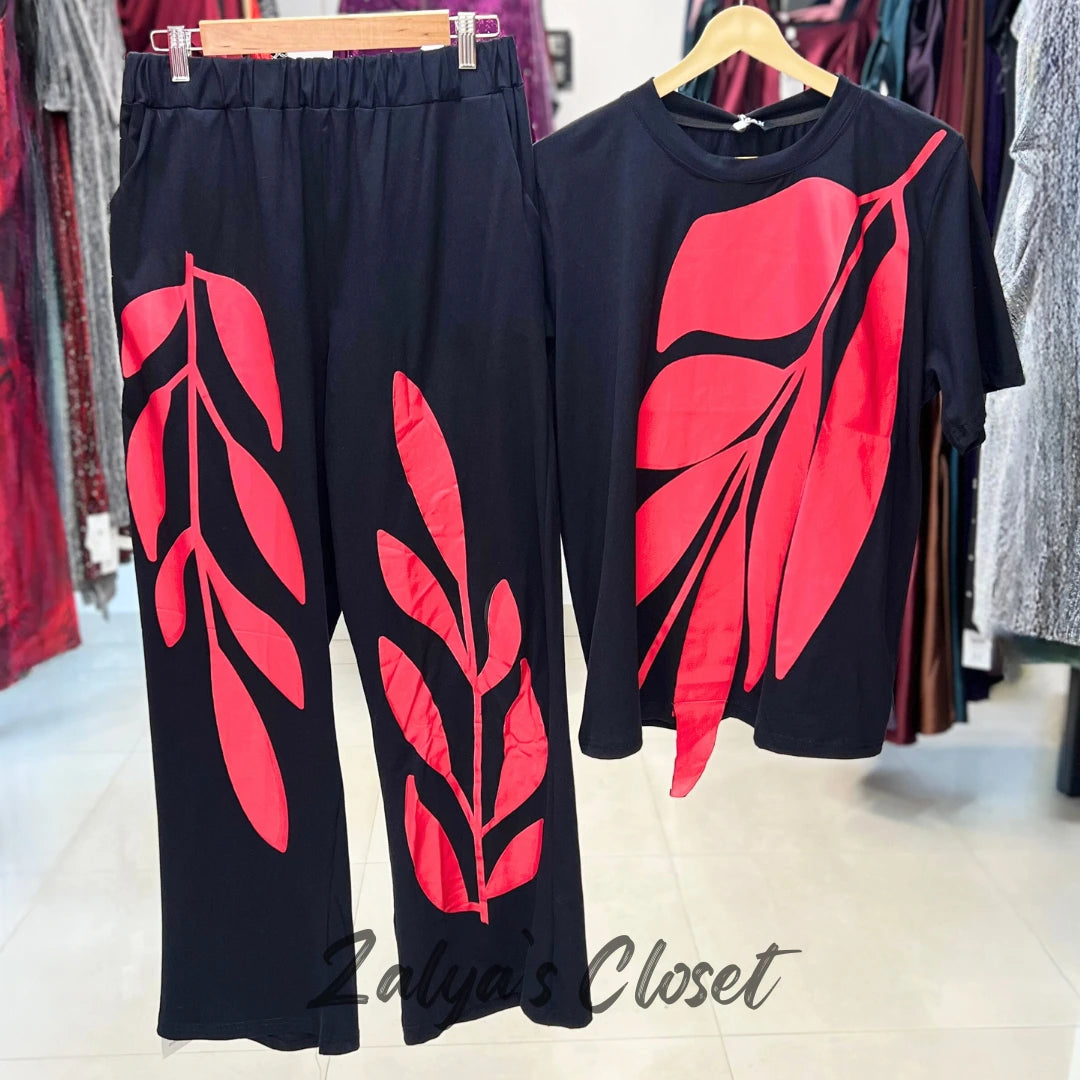 Leaf Design Top & Pant Co Ord Set