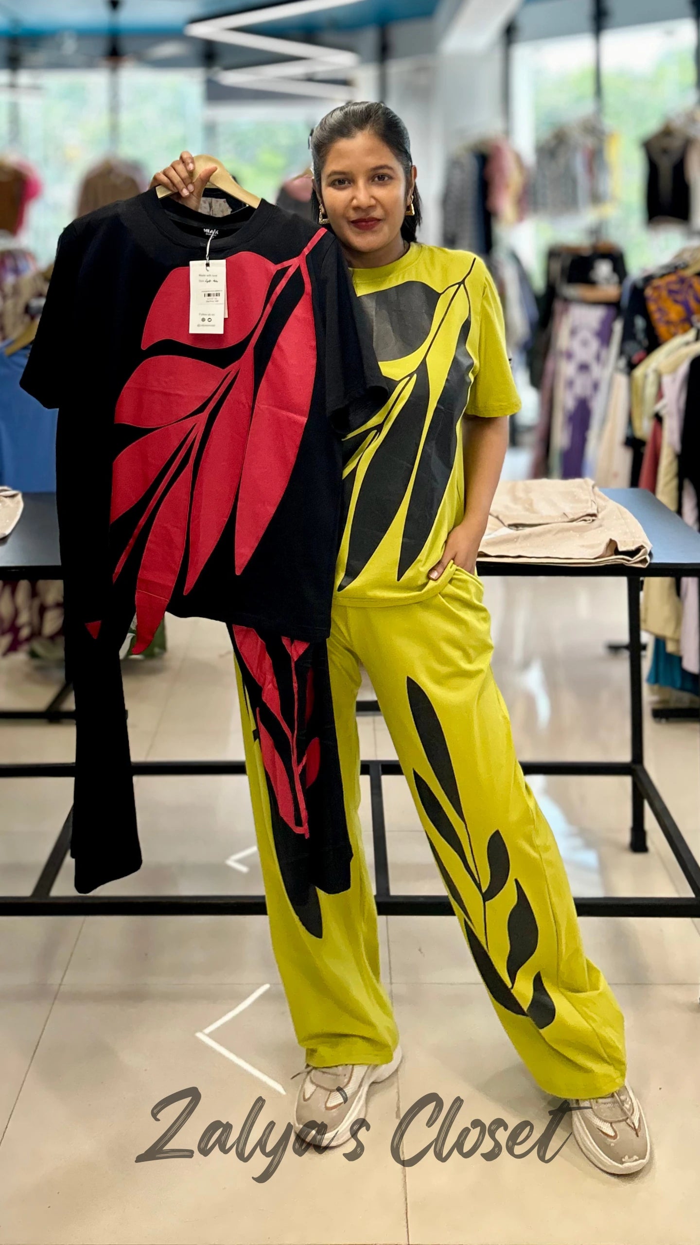 Leaf Design Top & Pant Co Ord Set