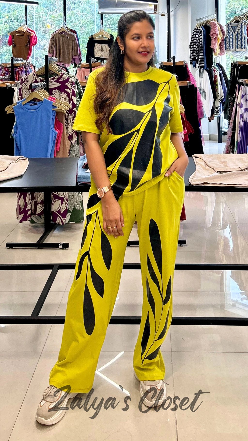 Leaf Design Top & Pant Co Ord Set