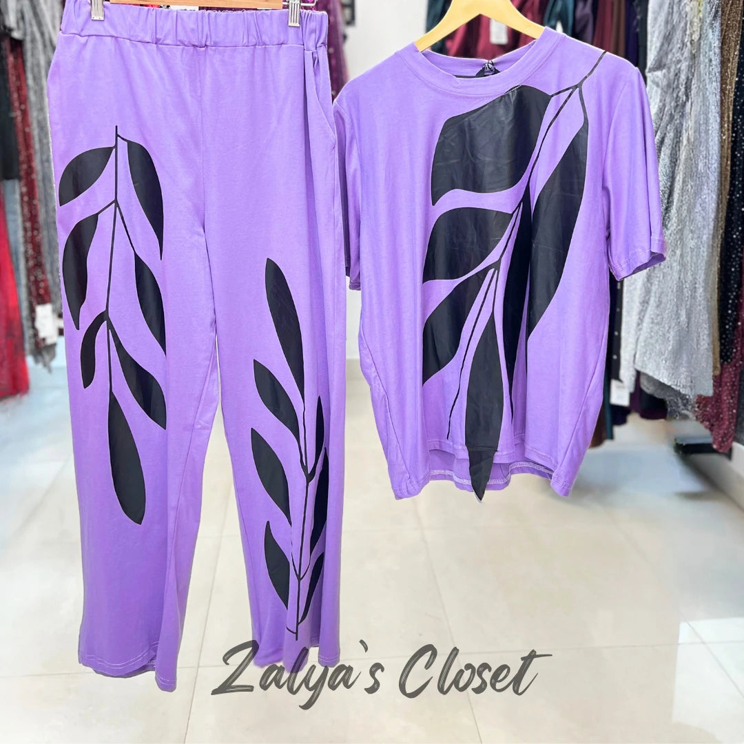 Leaf Design Top & Pant Co Ord Set