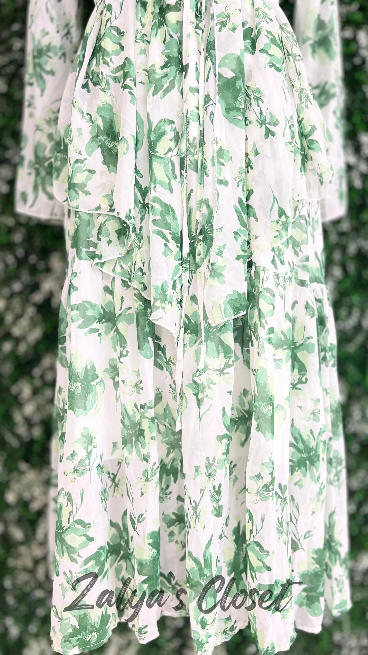 Long Floral Imported Gown With Shrug