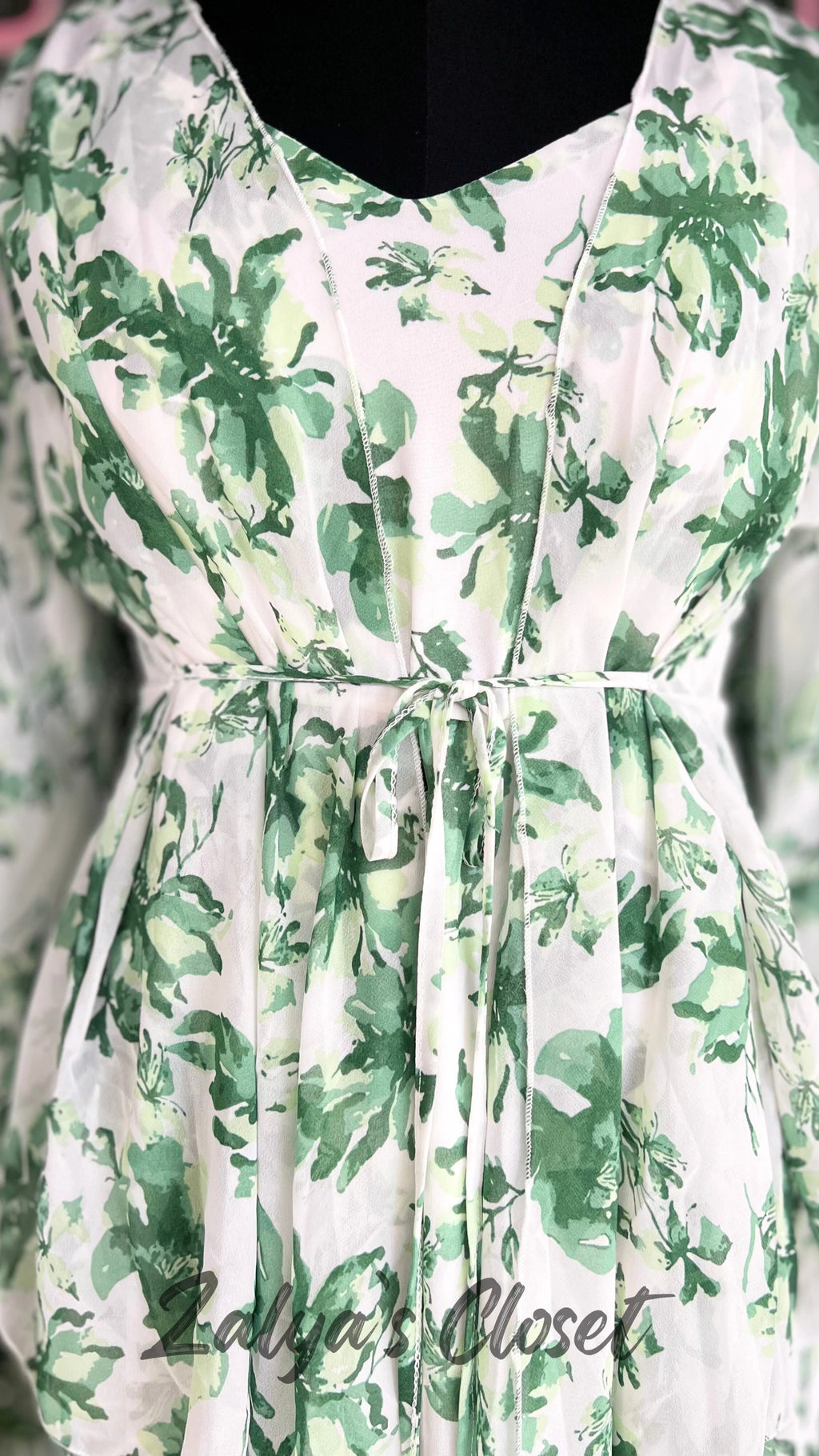 Long Floral Imported Gown With Shrug