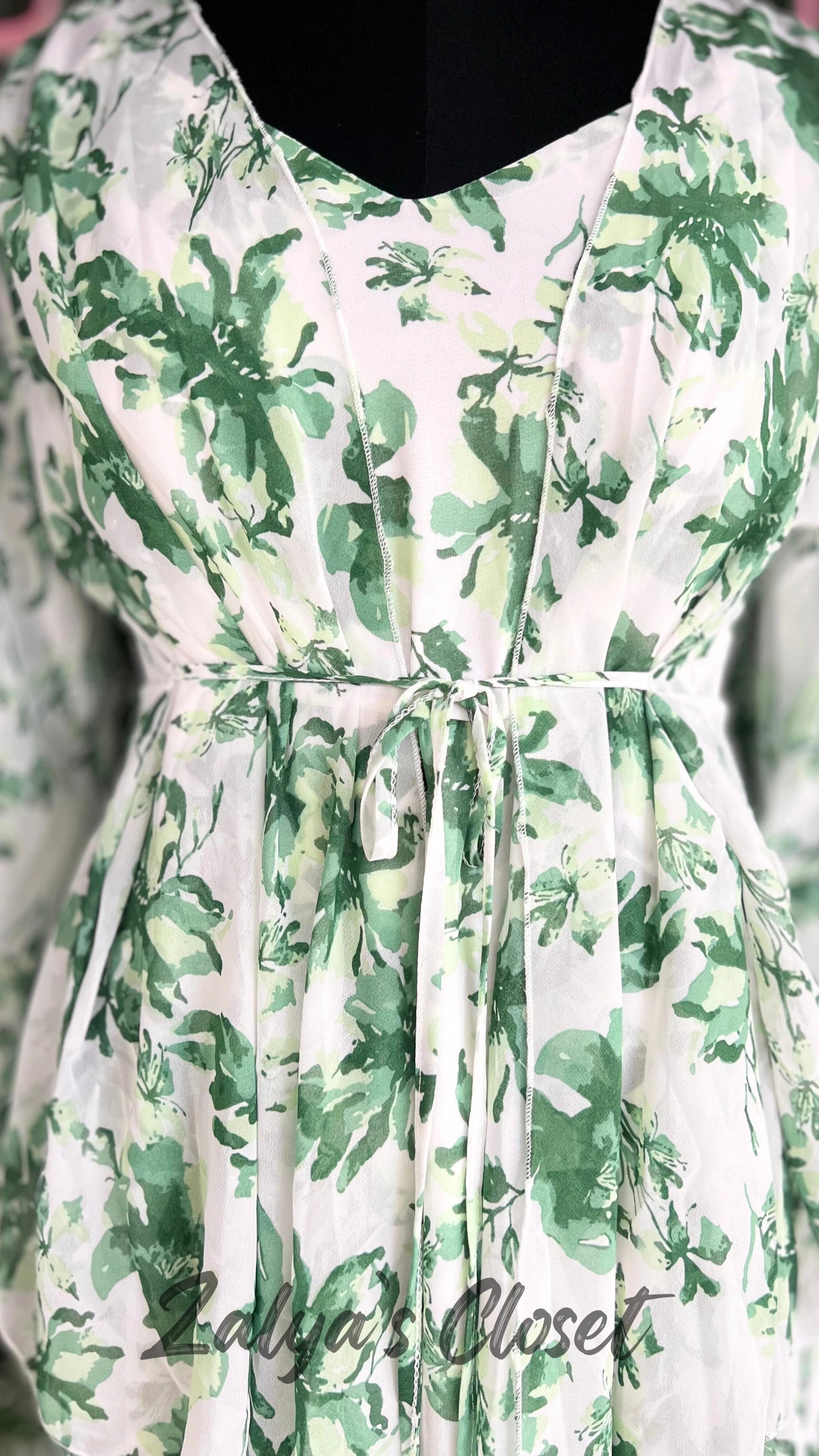 Long Floral Imported Gown With Shrug