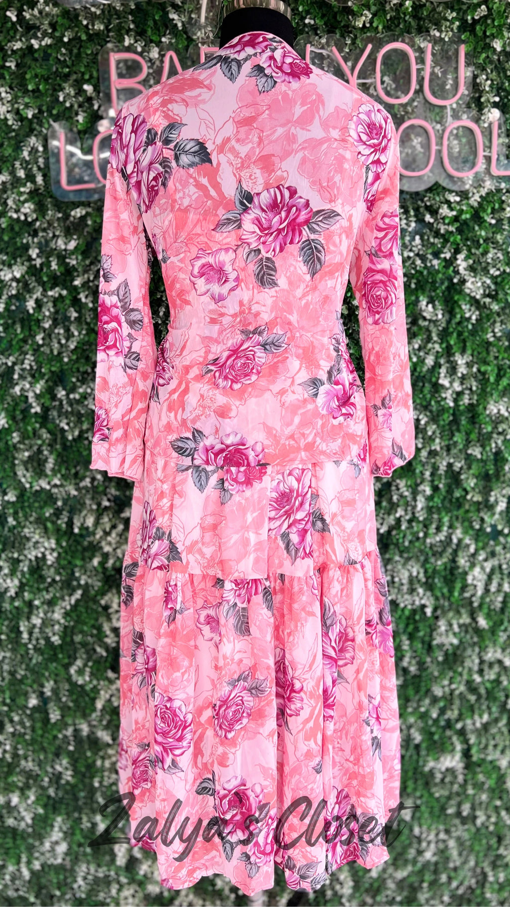 Long Floral Imported Gown With Shrug