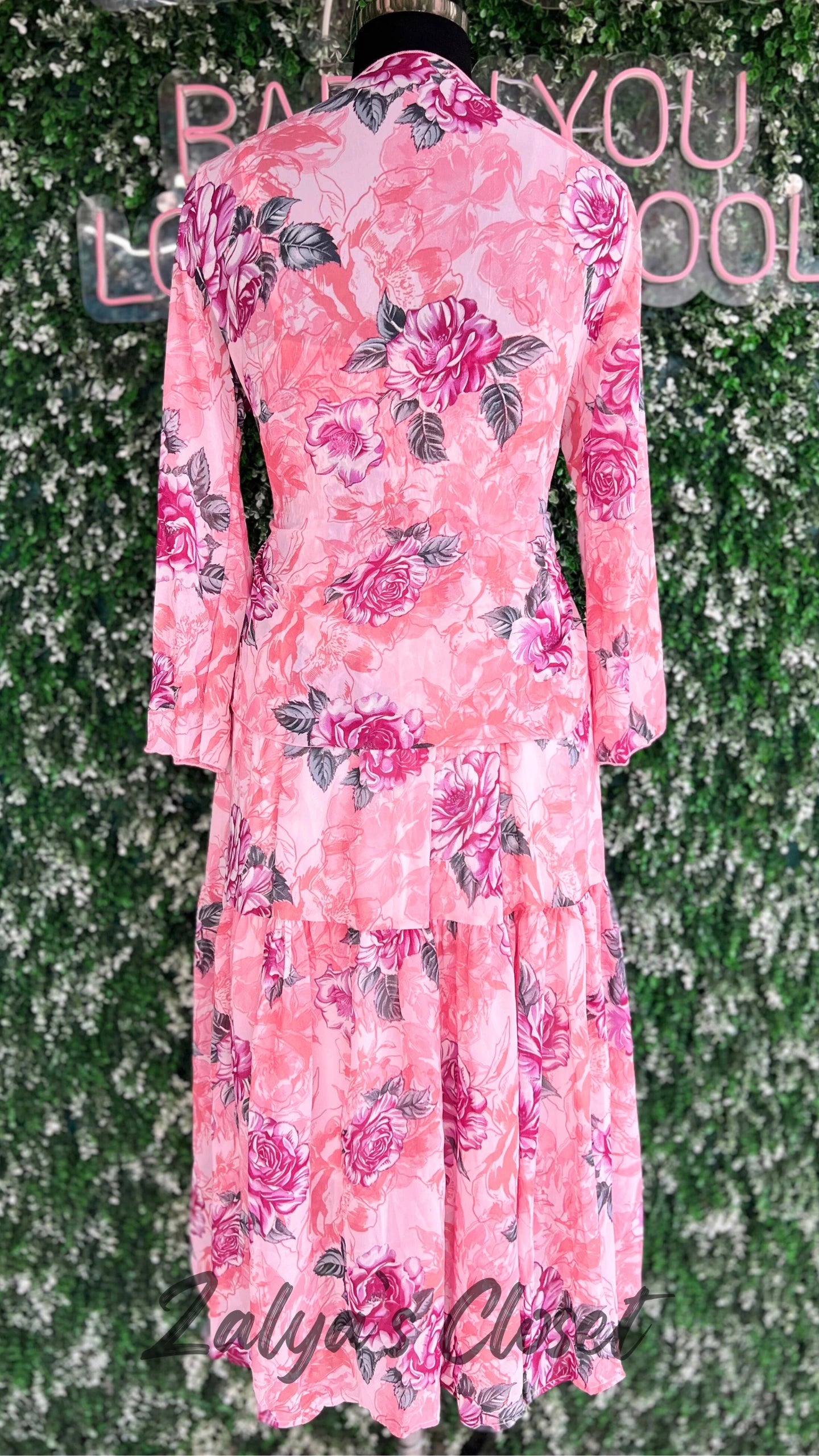 Long Floral Imported Gown With Shrug