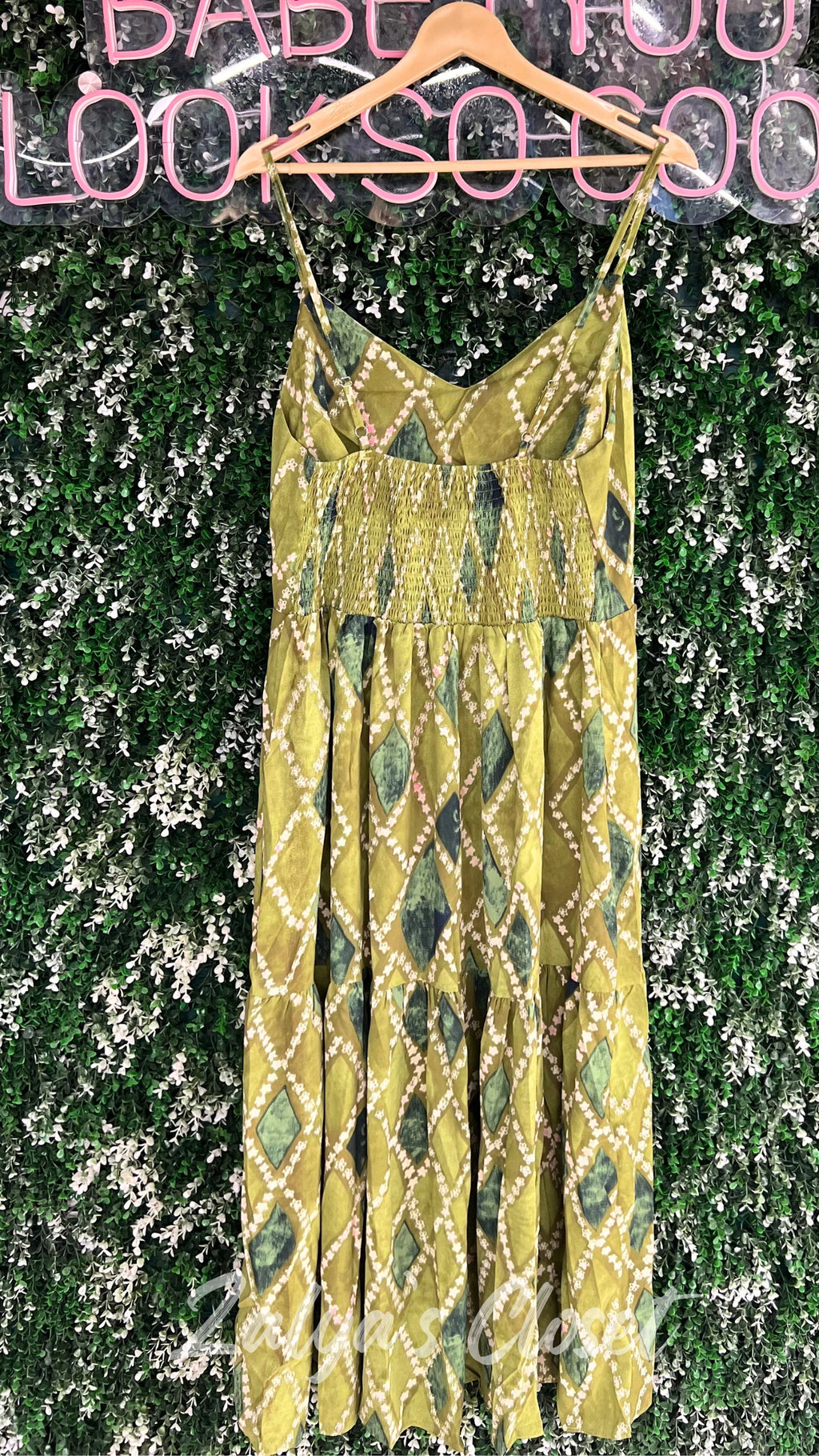 Long Green Gown Imported Printed