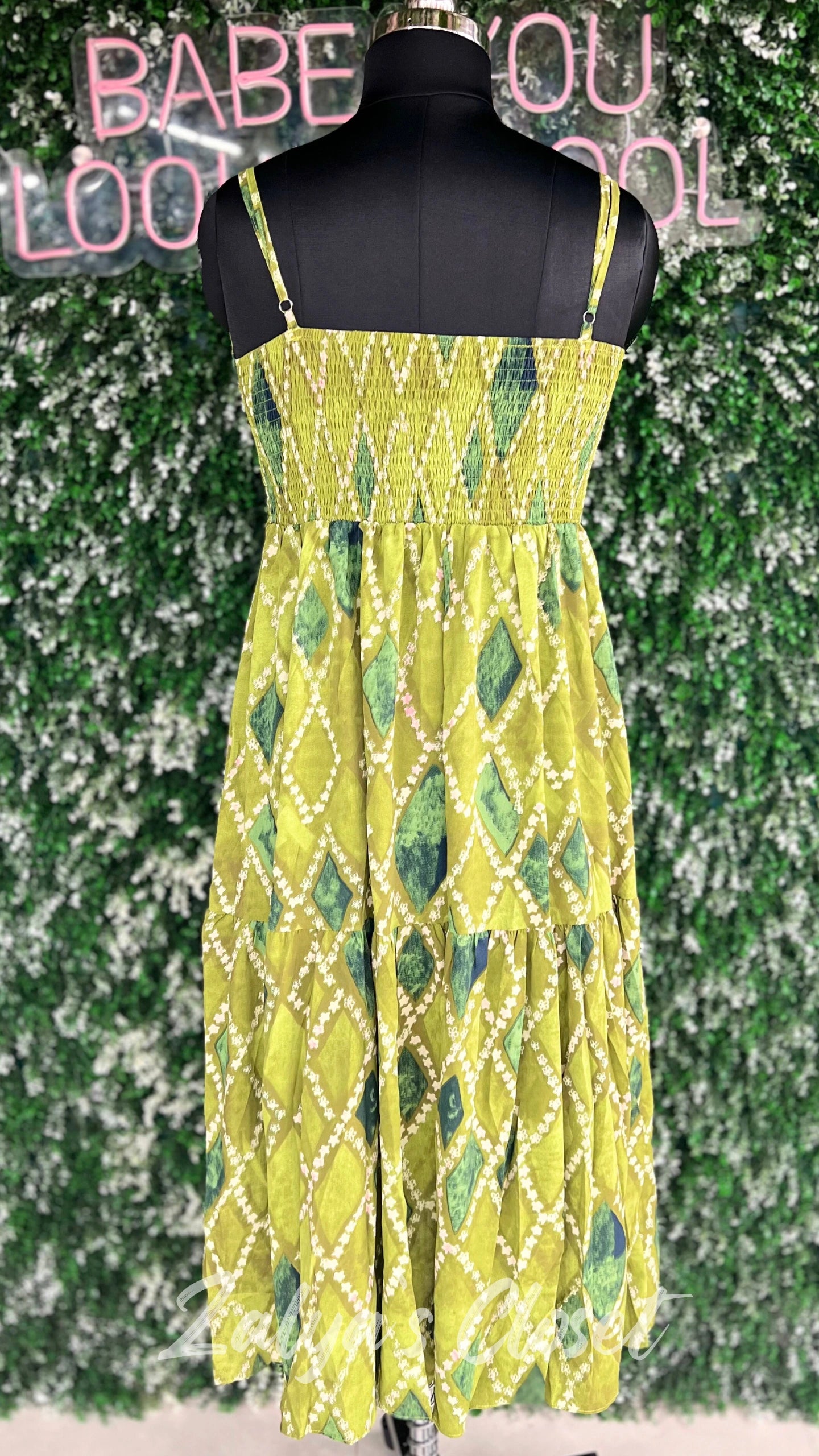 Long Green Gown Imported Printed