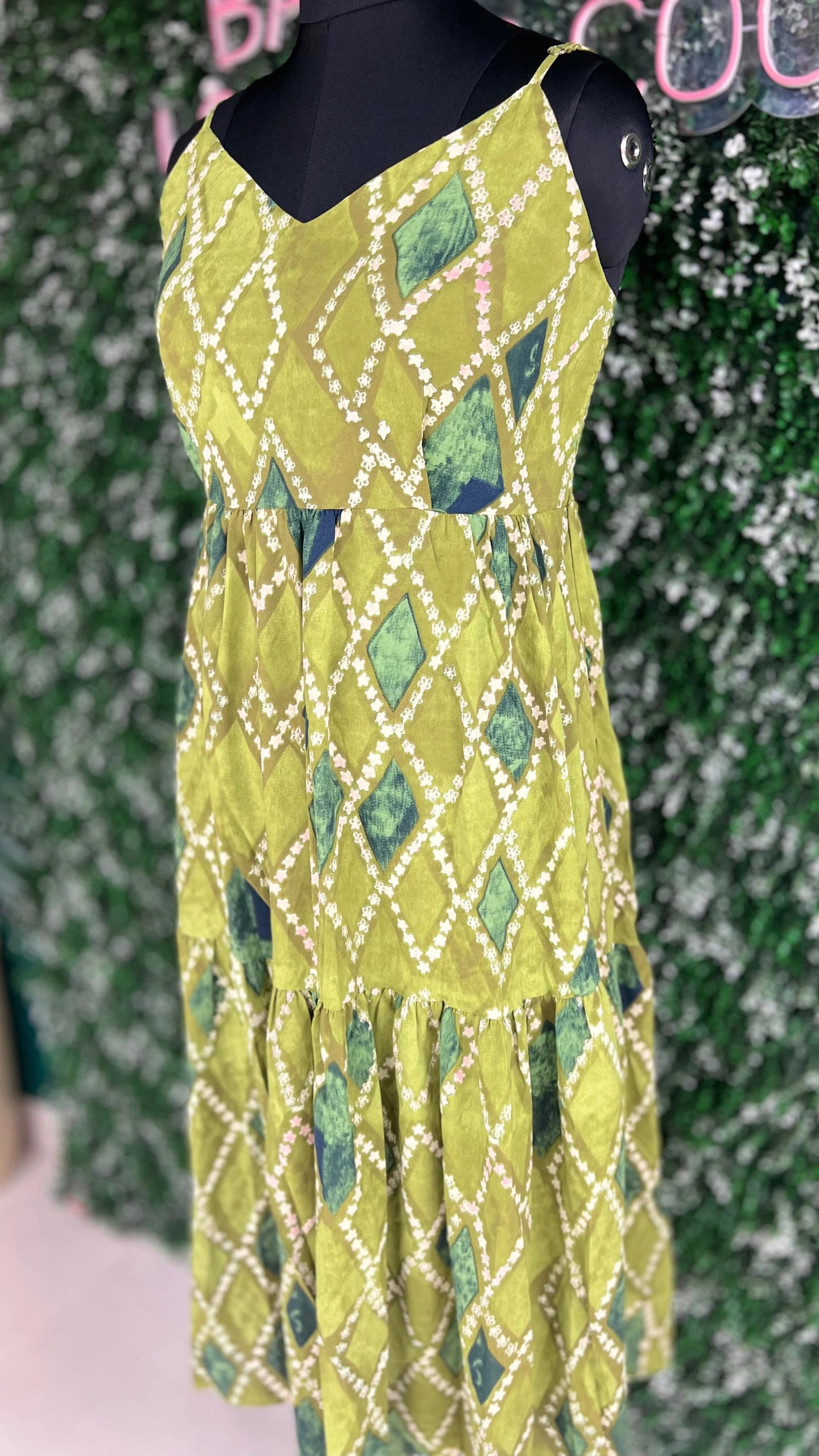 Long Green Gown Imported Printed