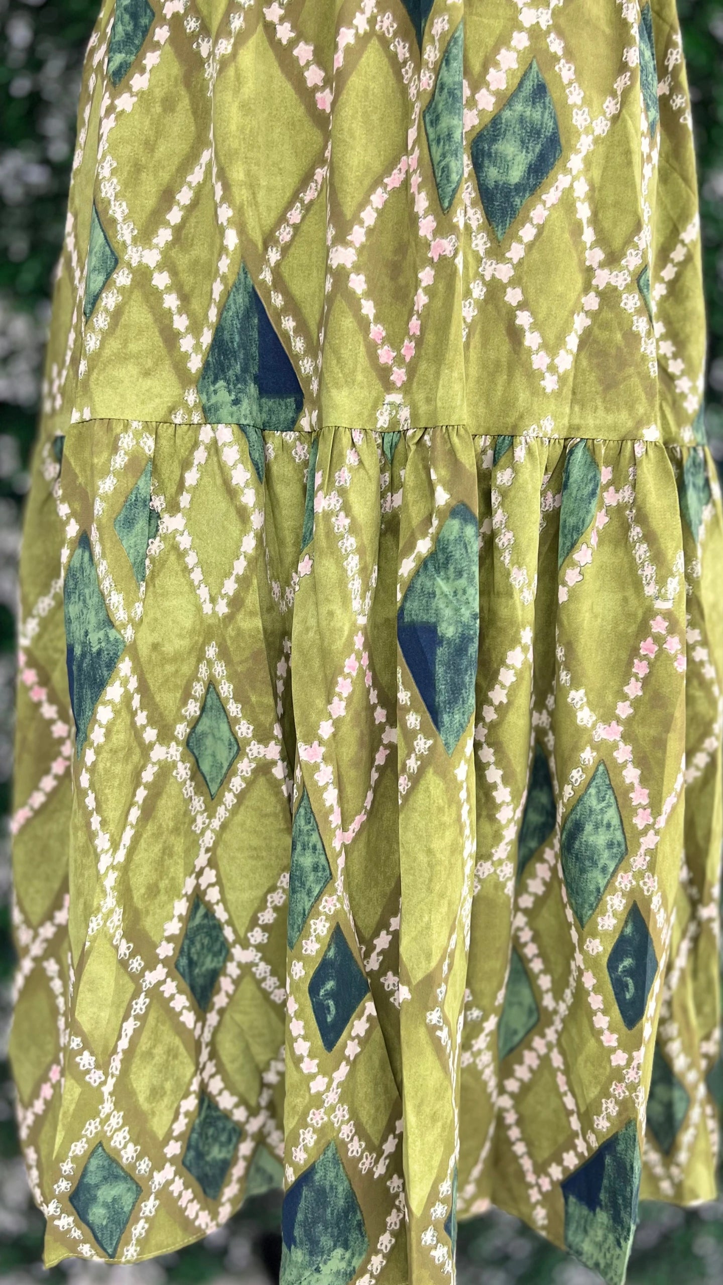 Long Green Gown Imported Printed