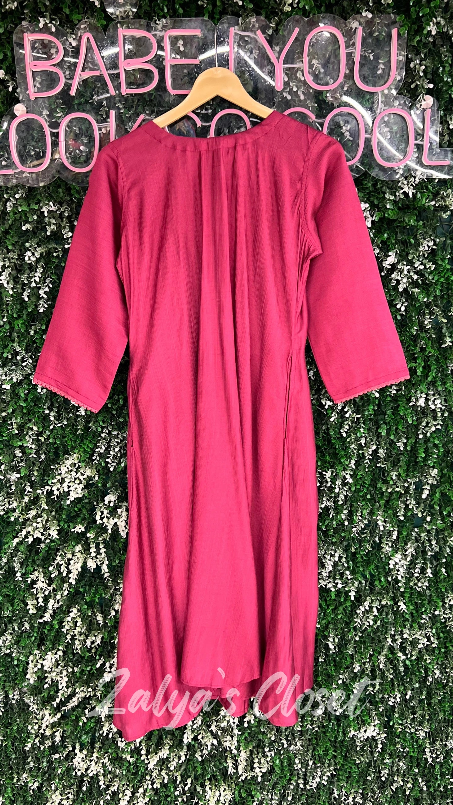 Mirror Work Dress Maroon