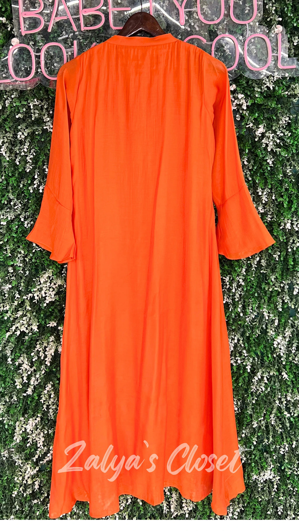 Mul Chanderi Embroidered Orange Dress
