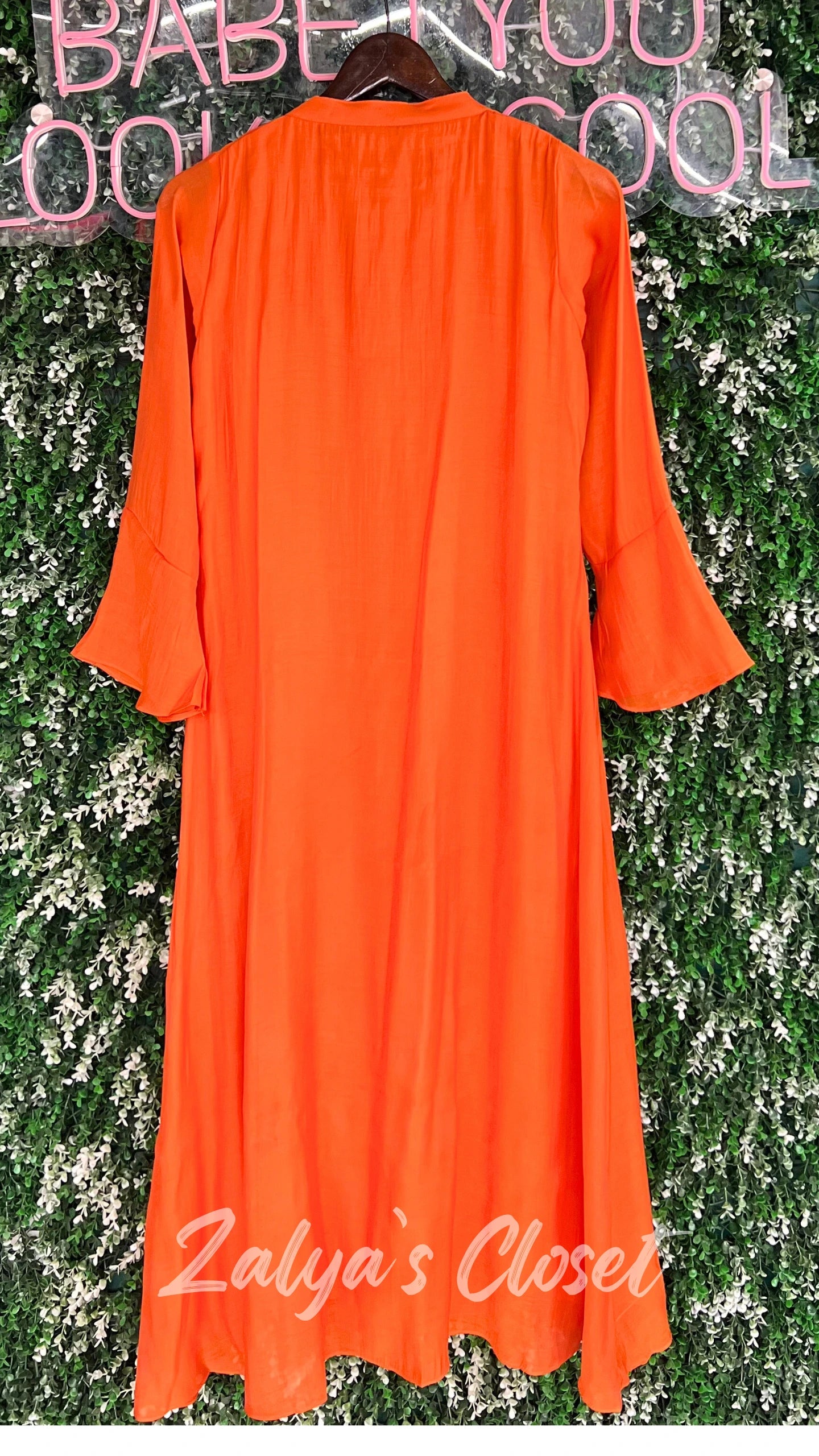 Mul Chanderi Embroidered Orange Dress